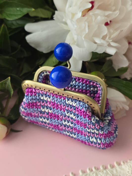 Blue Blossom Crochet Coin Purse