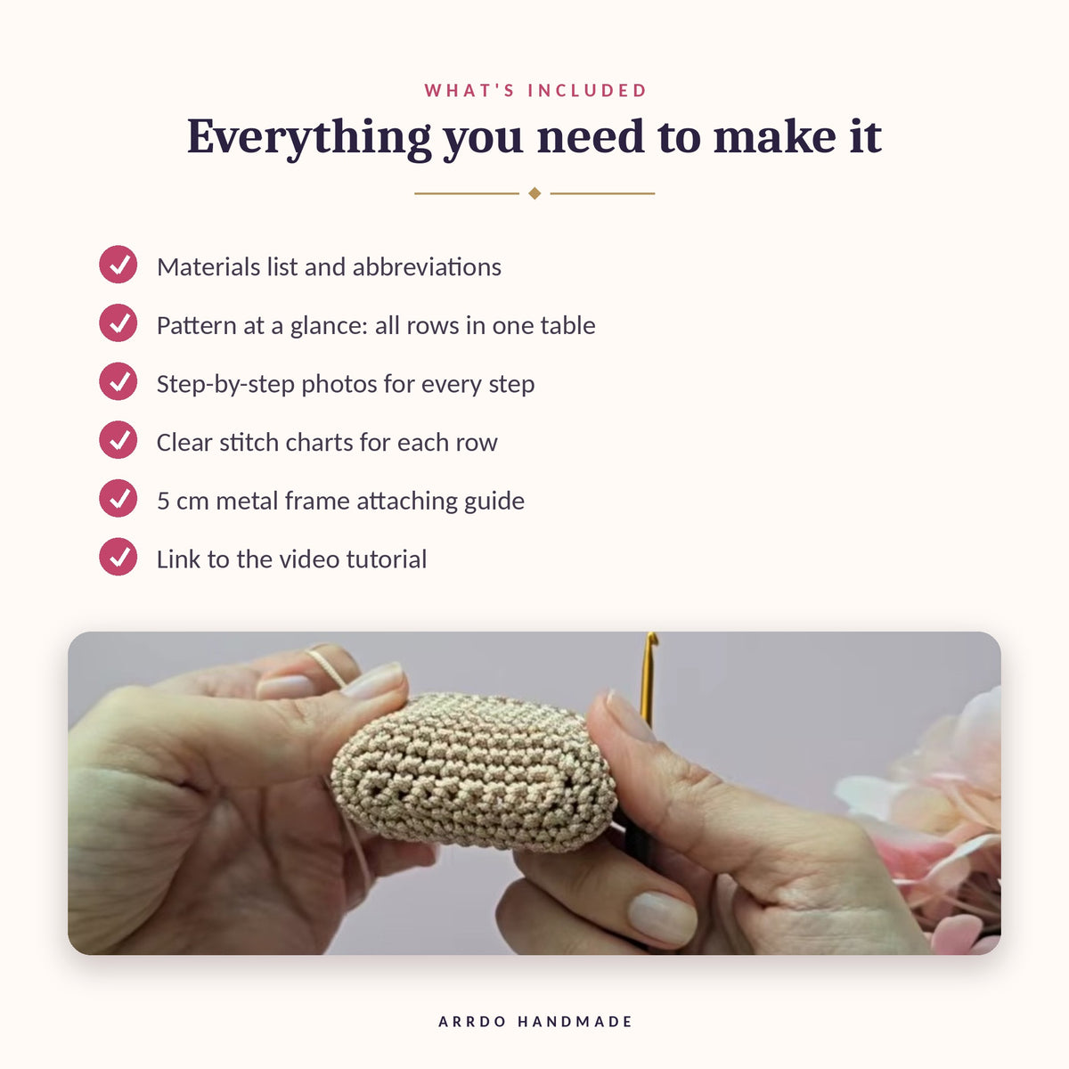 Crochet Mini Coin Purse Pattern – Keychain Pouch with 5 cm Metal Frame – PDF Instant Download