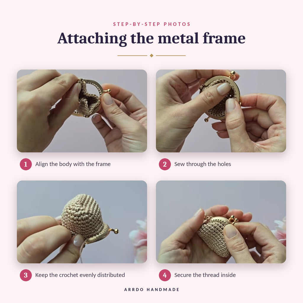Crochet Mini Coin Purse Pattern – Keychain Pouch with 5 cm Metal Frame – PDF Instant Download