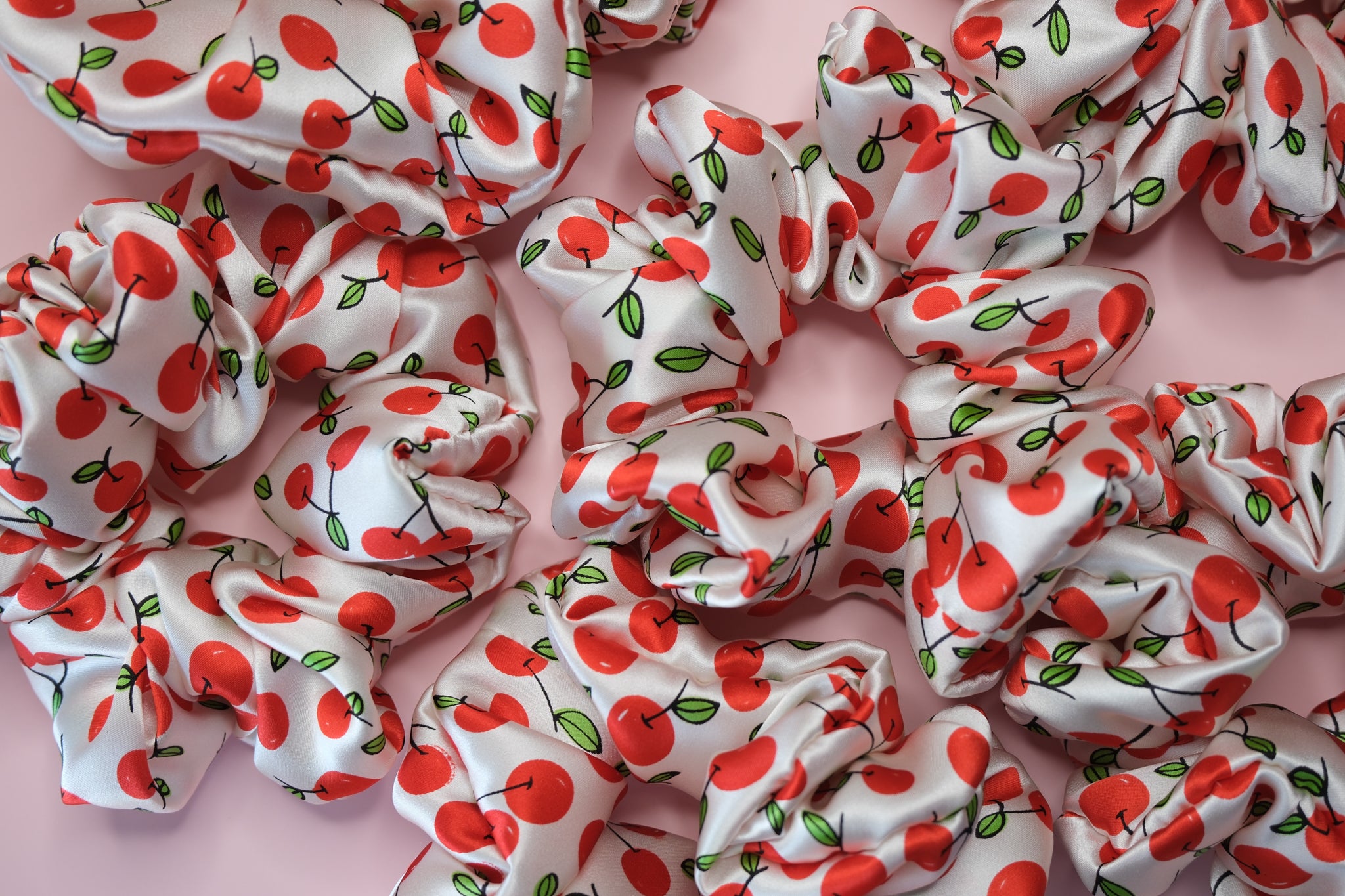 Silk Scrunchie – Handmade Cherry Hair Tie
