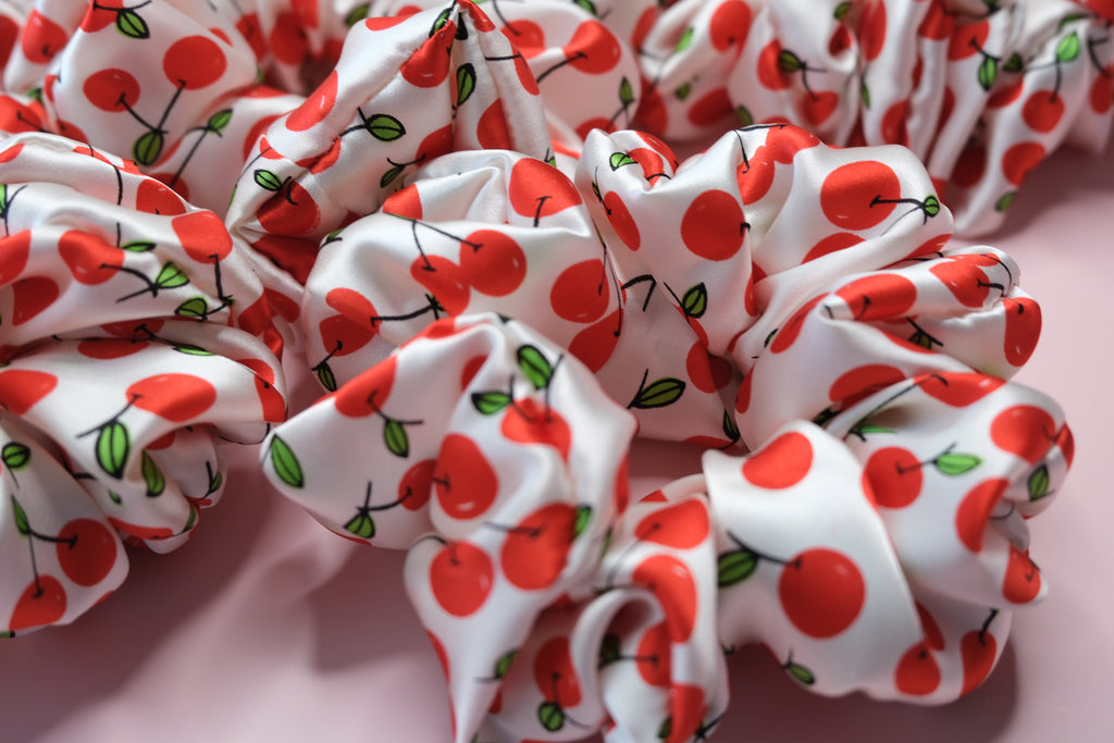 Silk Scrunchie – Handmade Cherry Hair Tie