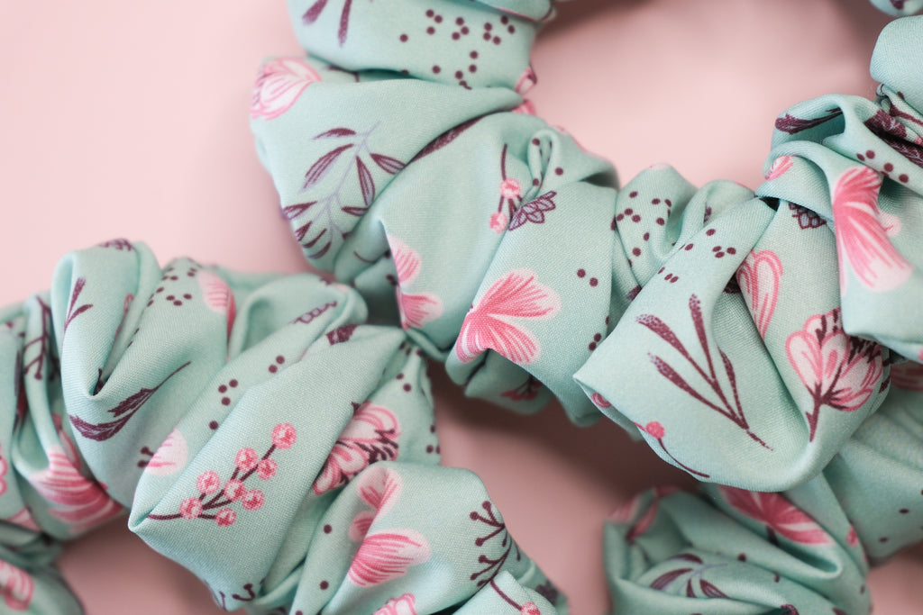 Handmade Floral Scrunchie – Soft Hair Tie (2 Colors)