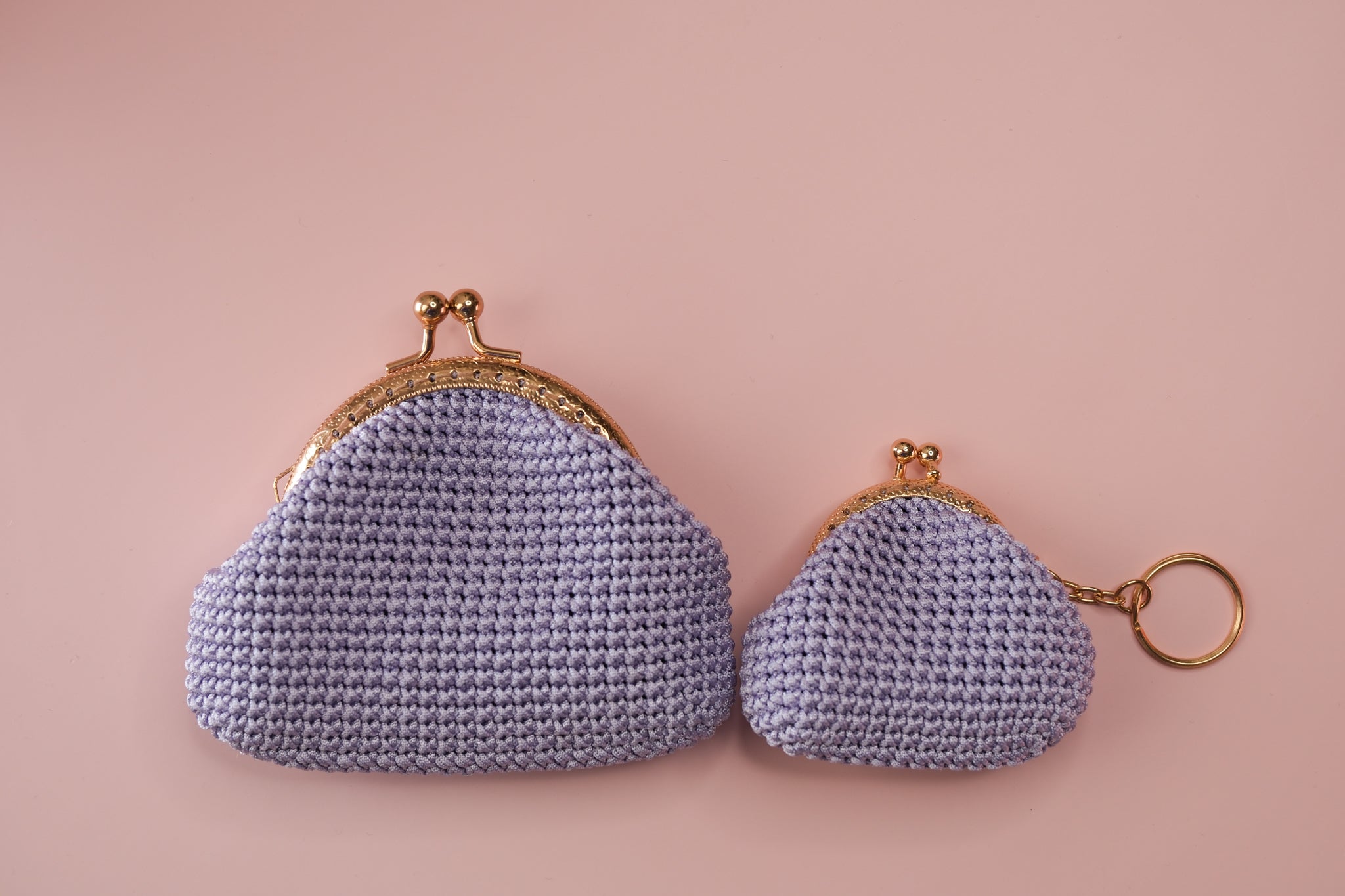 Handmade Crochet Coin Purse Keychain Set – Mini Clutch Wallet