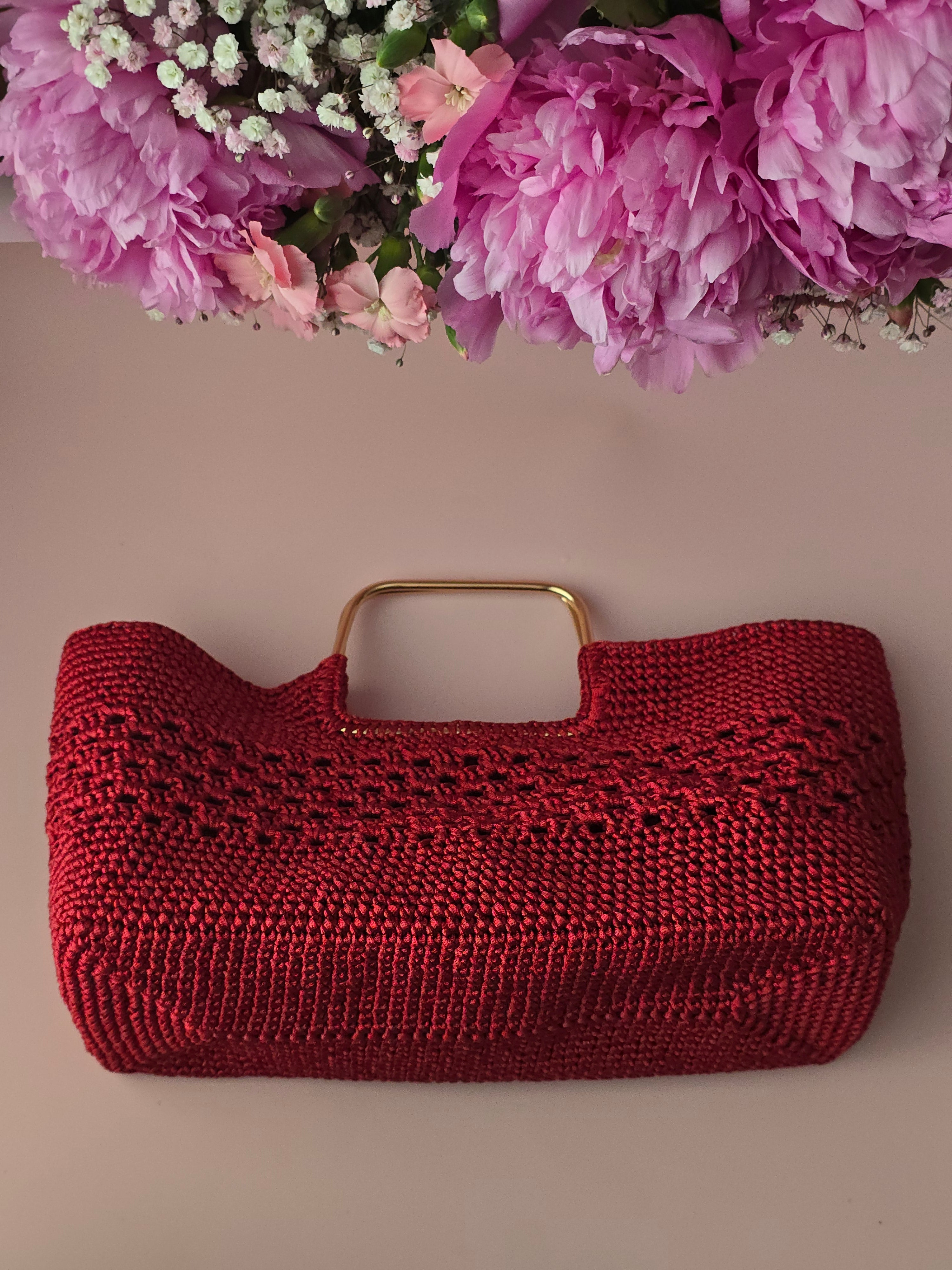 Ruby Red Crochet Handbag