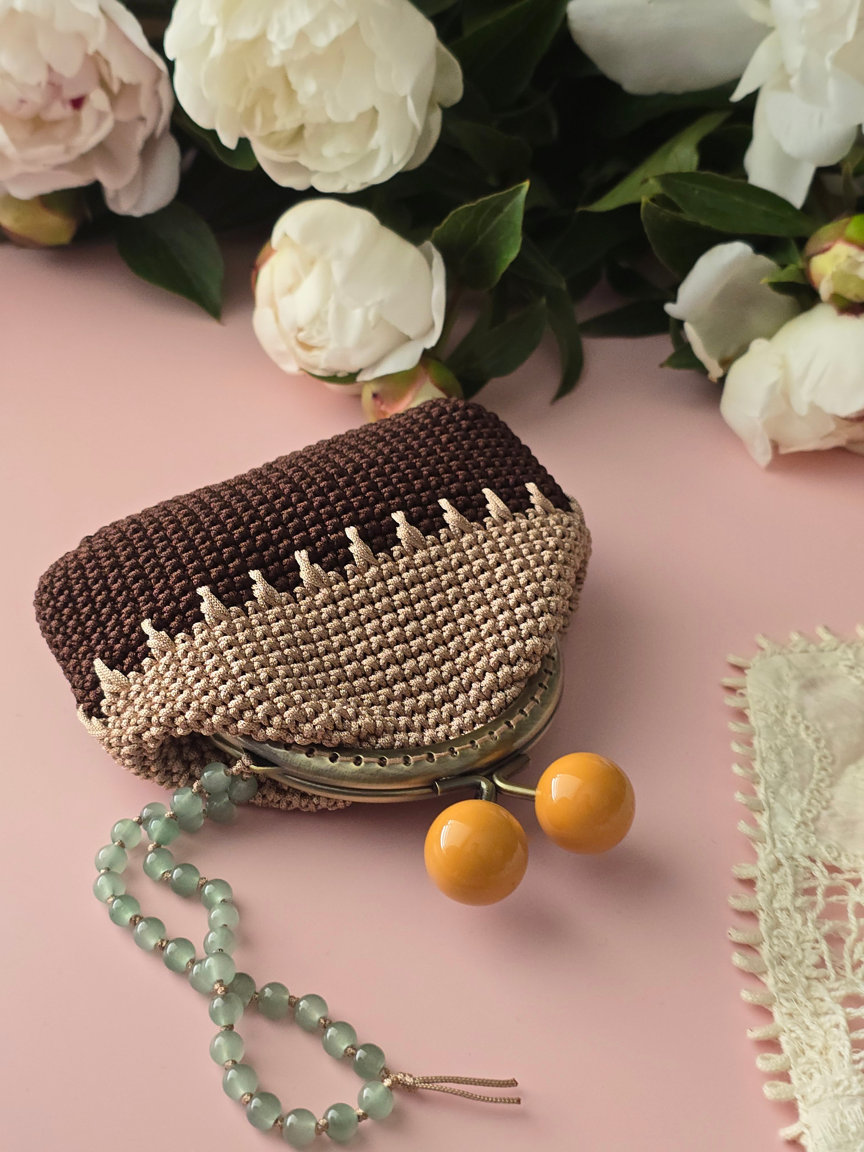 Crochet Frame Coin Purse – Two-Tone Handmade Wallet