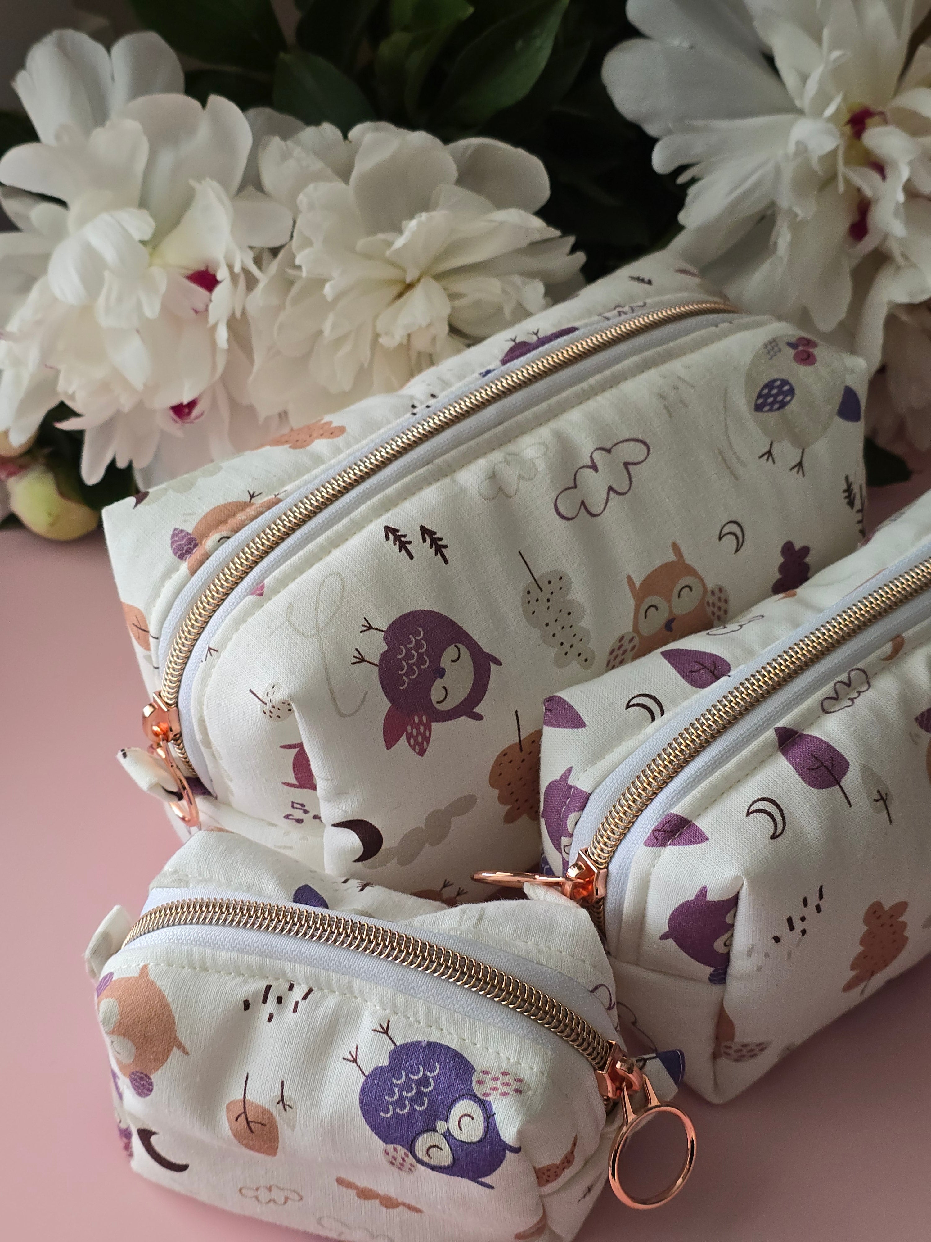 Cute Owl Cosmetic Bag Set