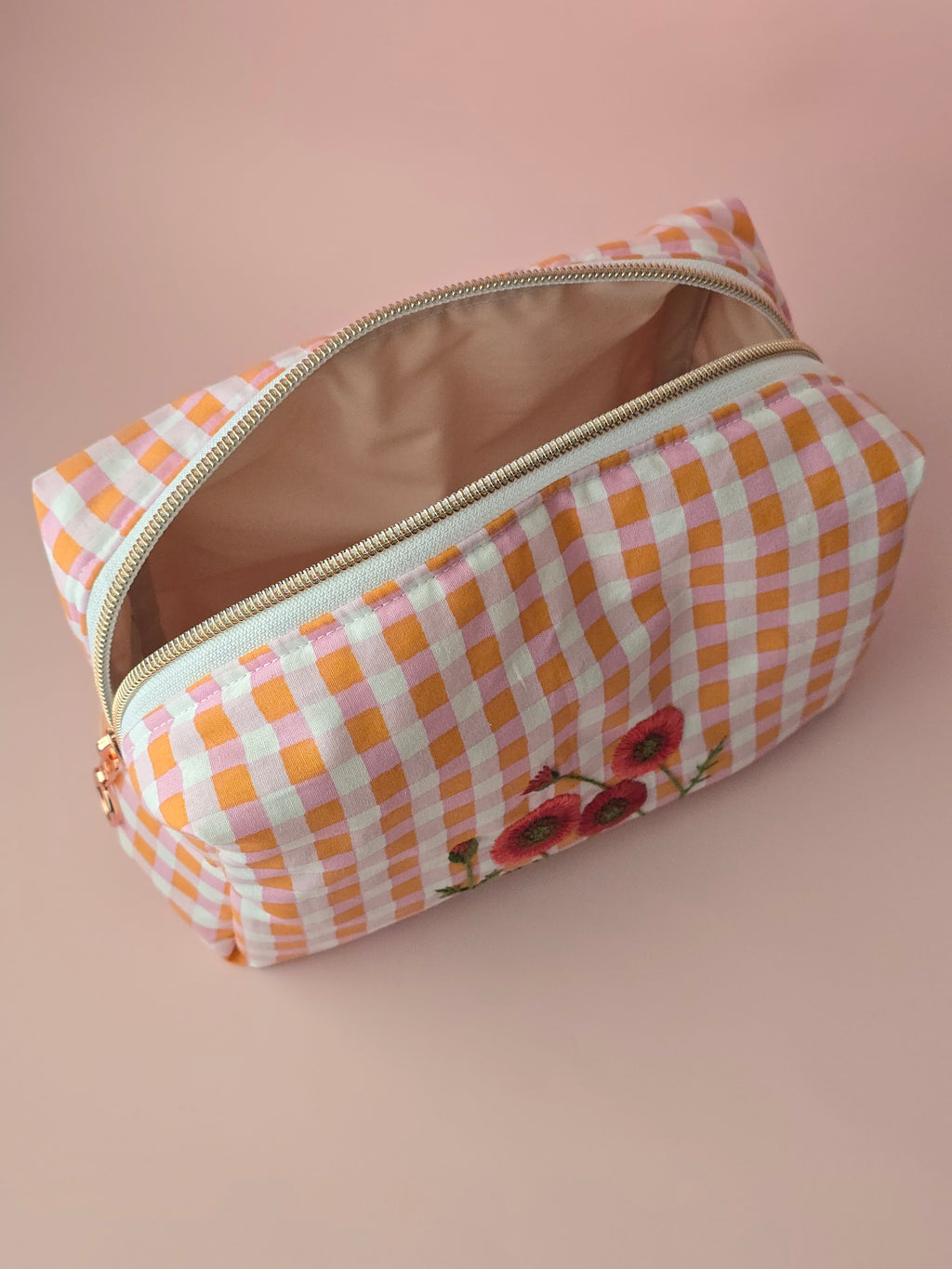 Embroidered Floral Cosmetic Bag