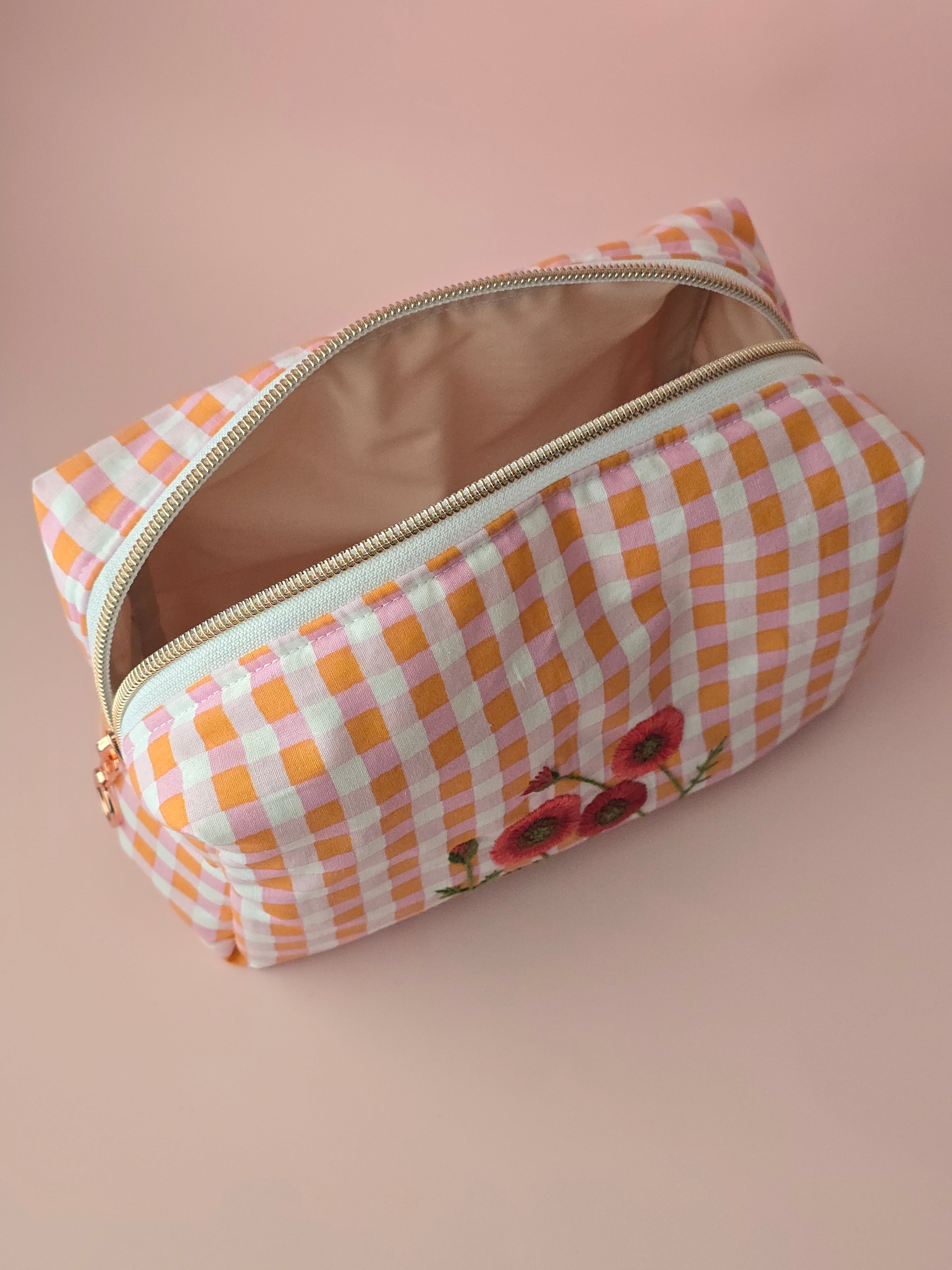 Embroidered Floral Cosmetic Bag