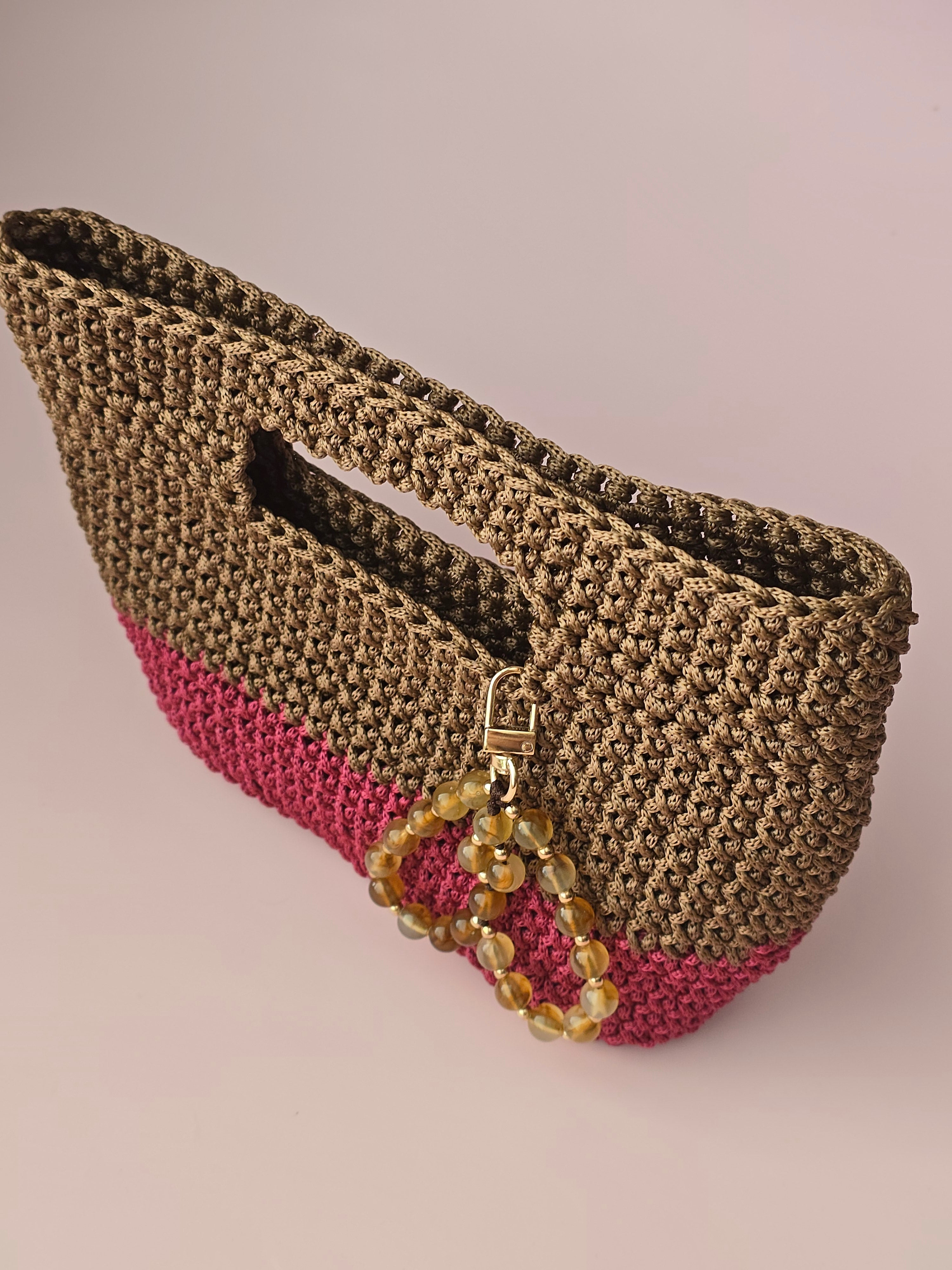 Handmade Crochet Handbag – Brown & Berry | Arrdo