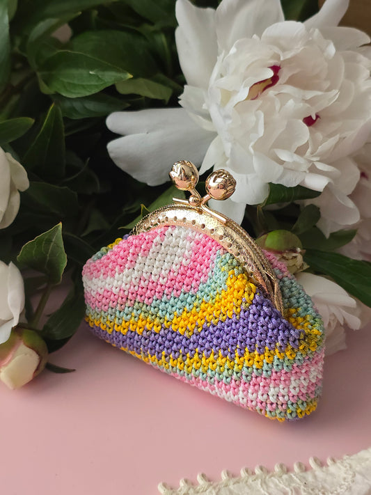 Colorful Crochet Coin Purse with Metal Frame