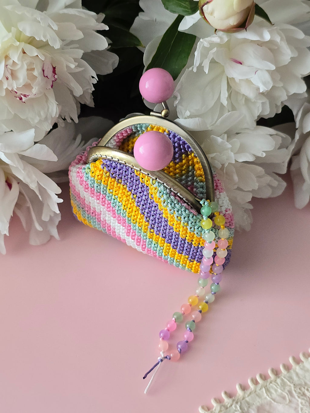 Rainbow Candy Crochet Coin Purse