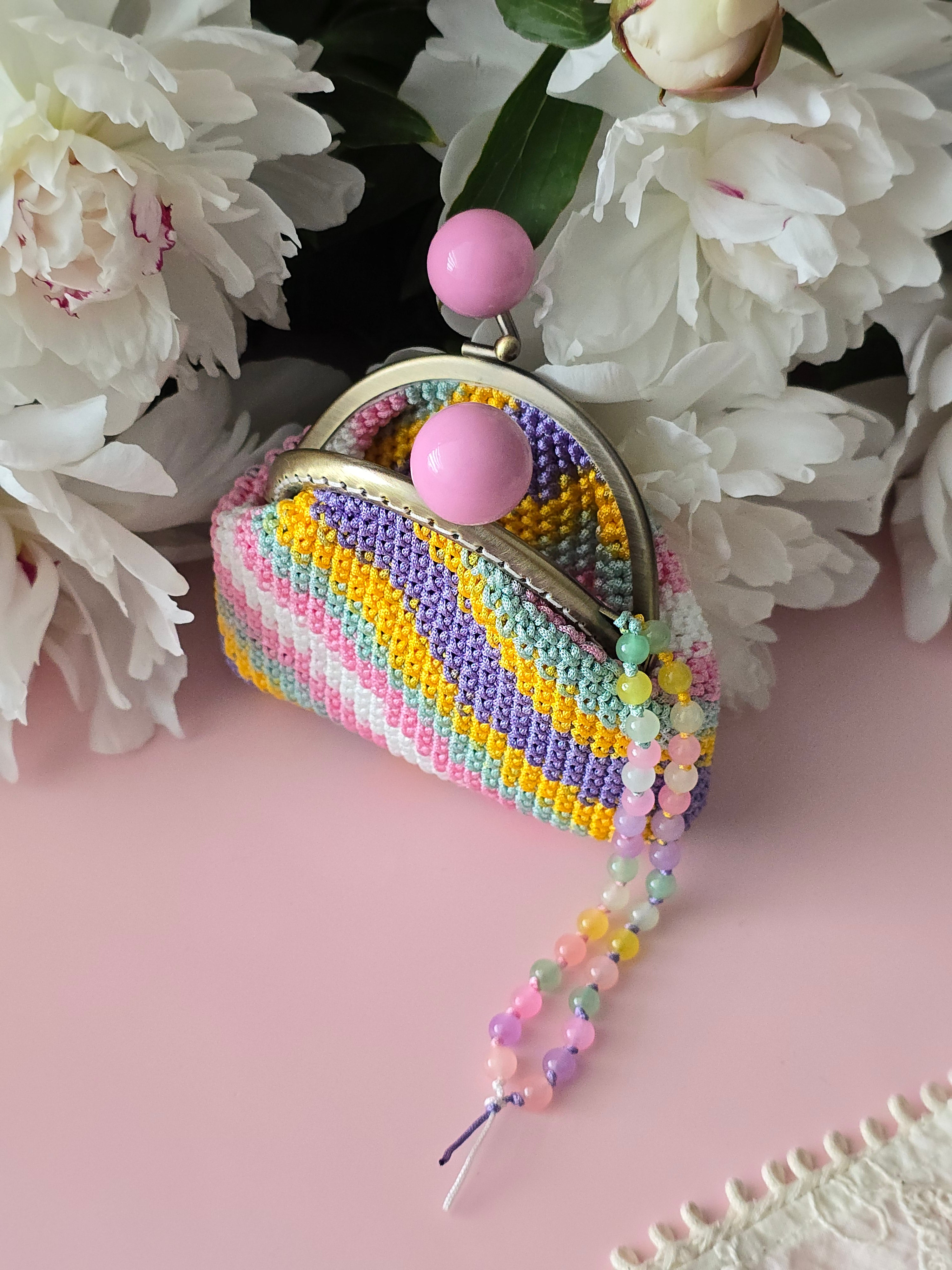 Rainbow Candy Crochet Coin Purse
