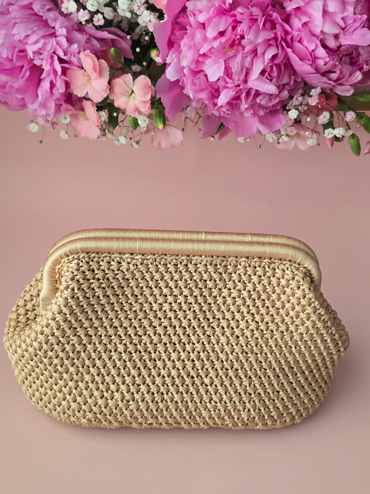 Champagne Glow Crochet Clutch