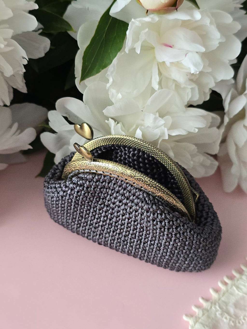 Graphite Crochet Coin Purse