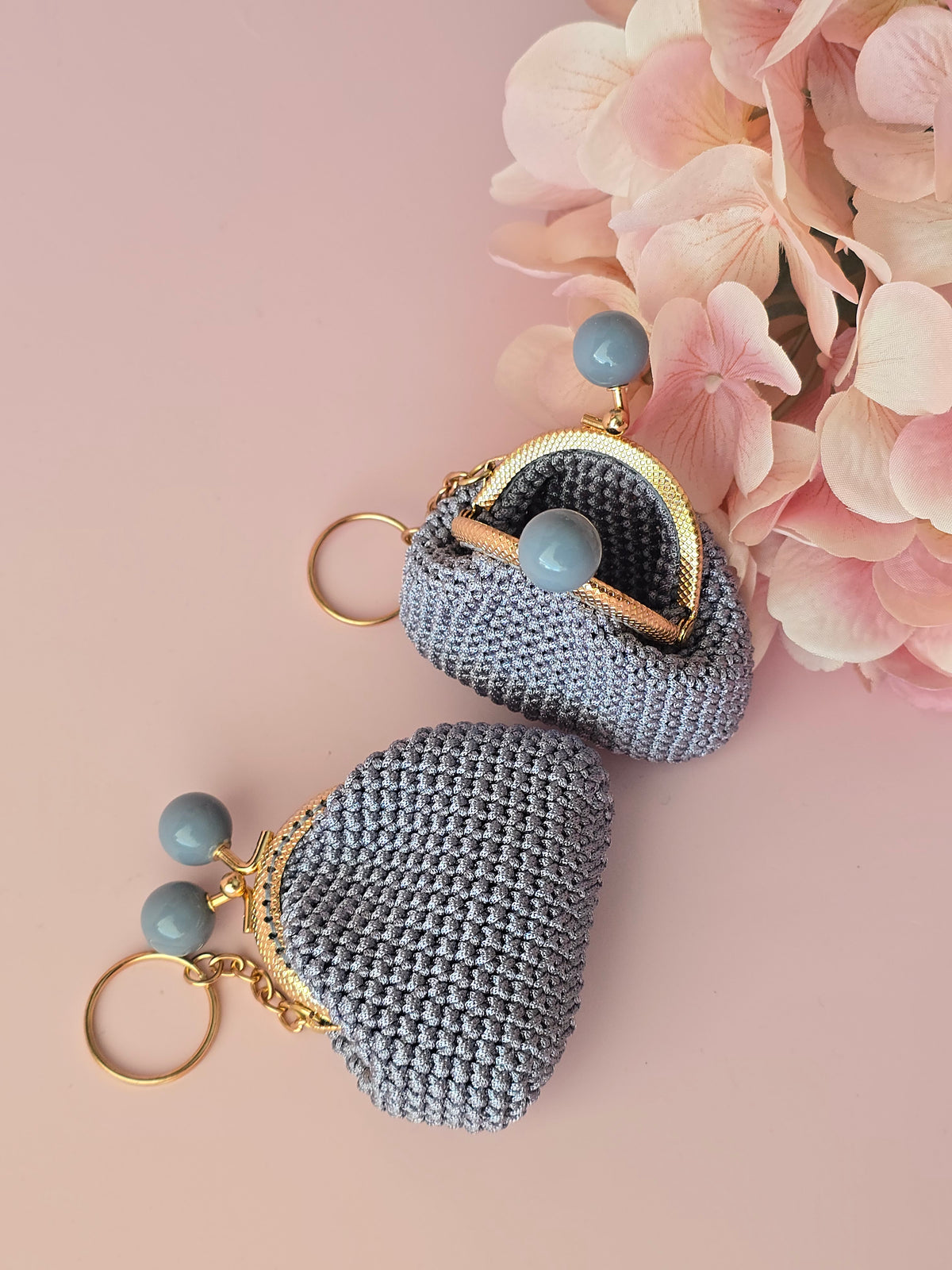 Handmade Crochet Coin Purse Keychain – Metal Frame