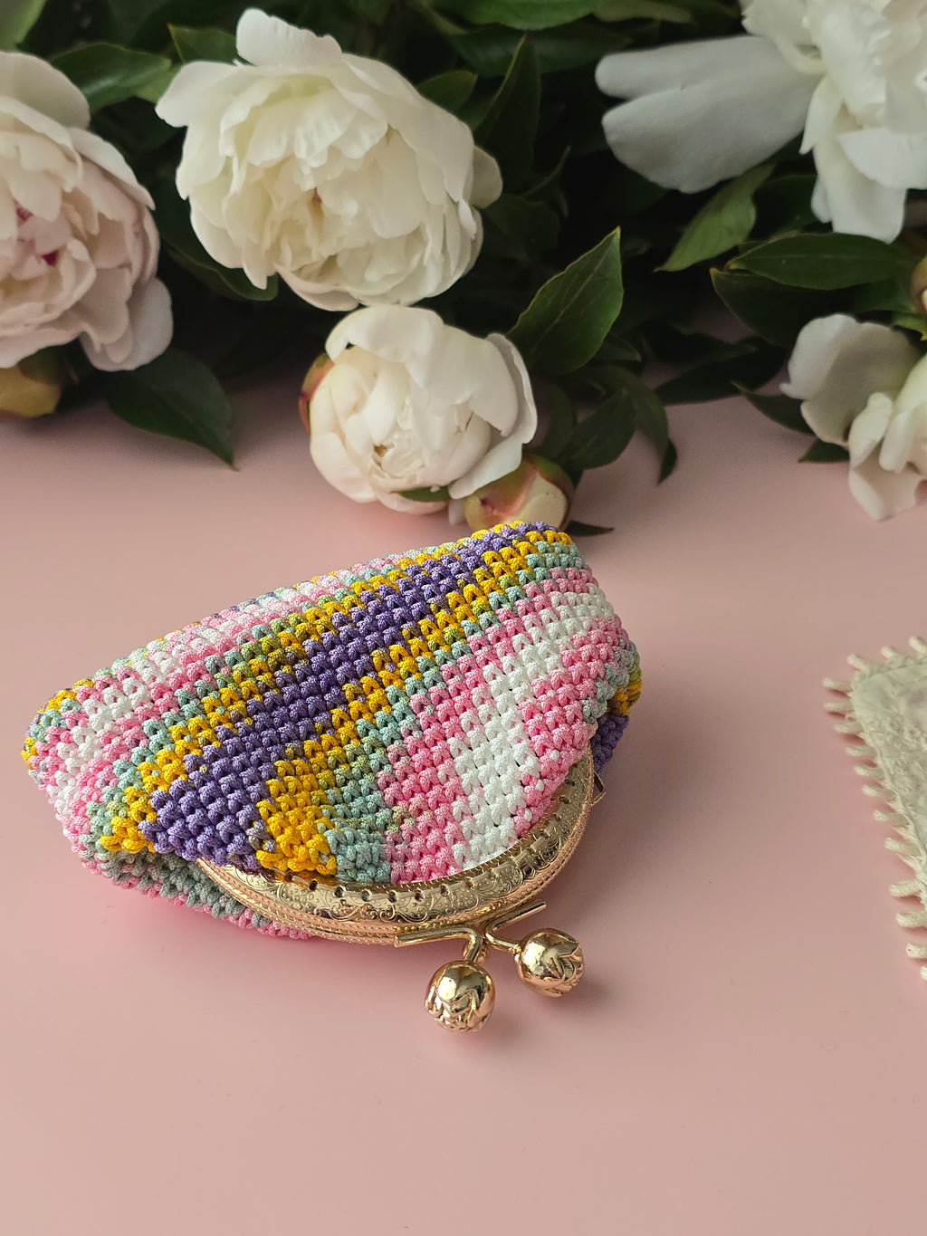 Colorful Crochet Coin Purse with Metal Frame