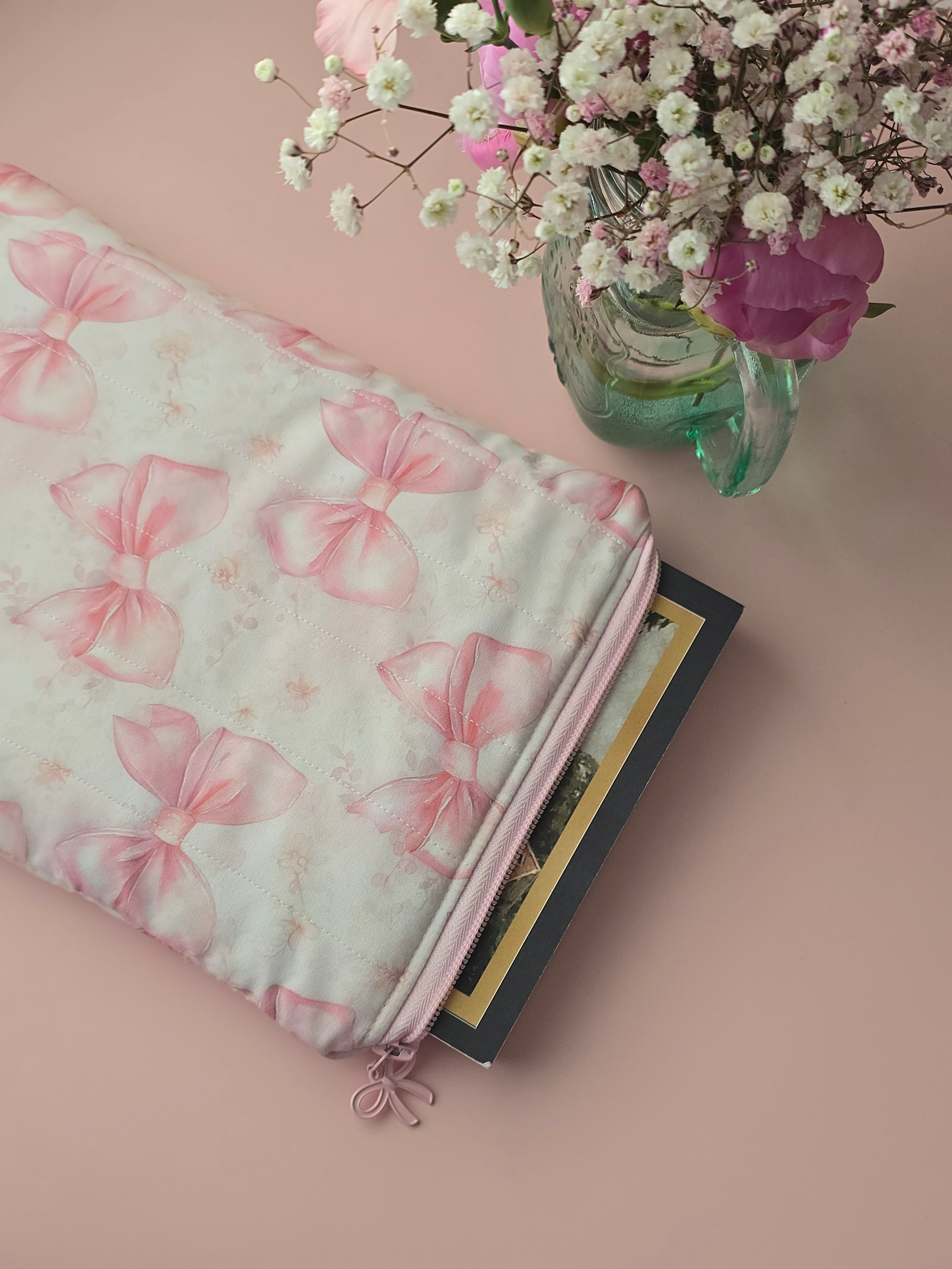 Quilted Pink Bow Book & Tablet Sleeve
