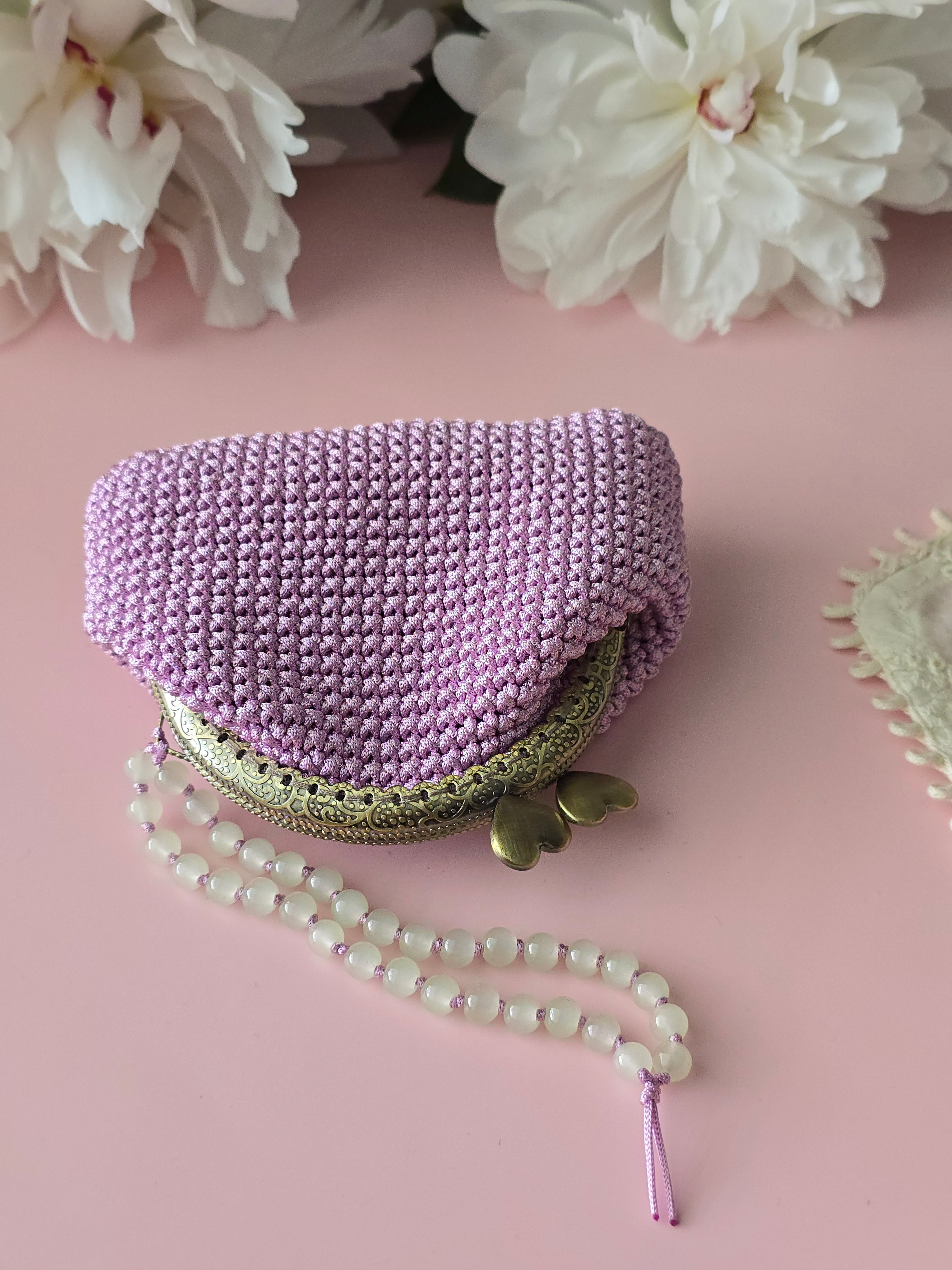 Lilac Crochet Coin Purse
