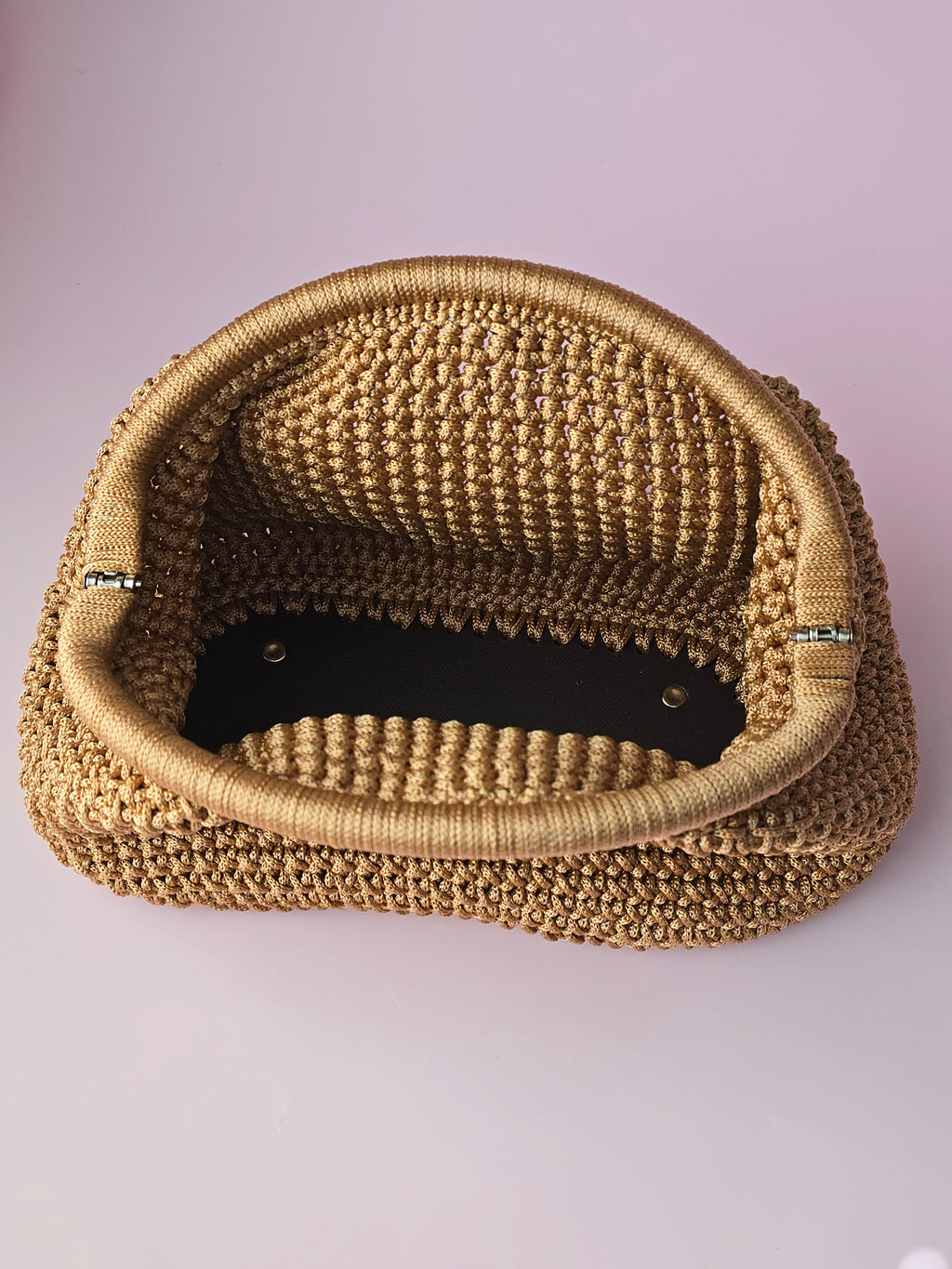 Handmade Crochet Clutch Bag – Camel Brown