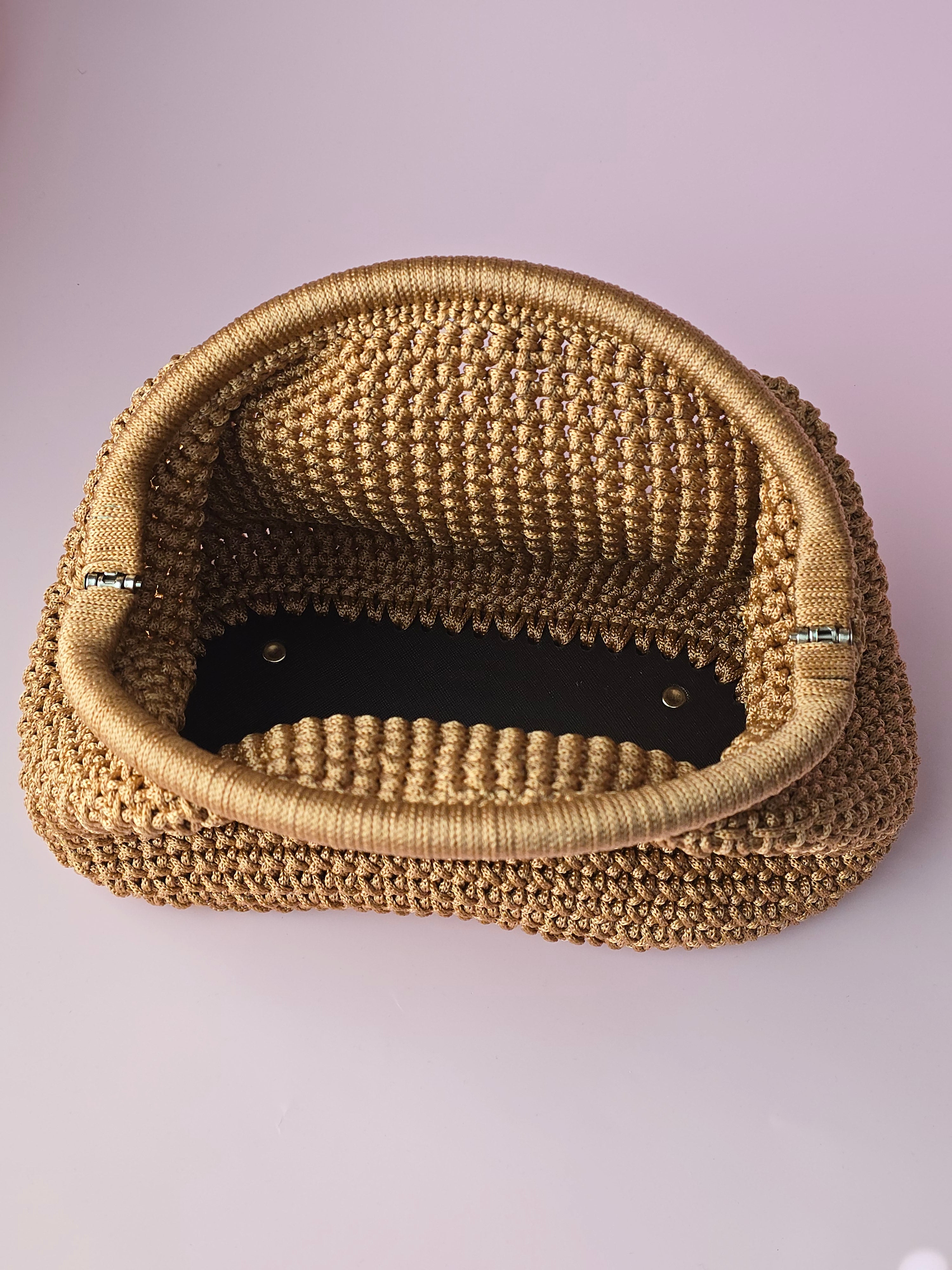 Handmade Crochet Clutch Bag – Camel Brown