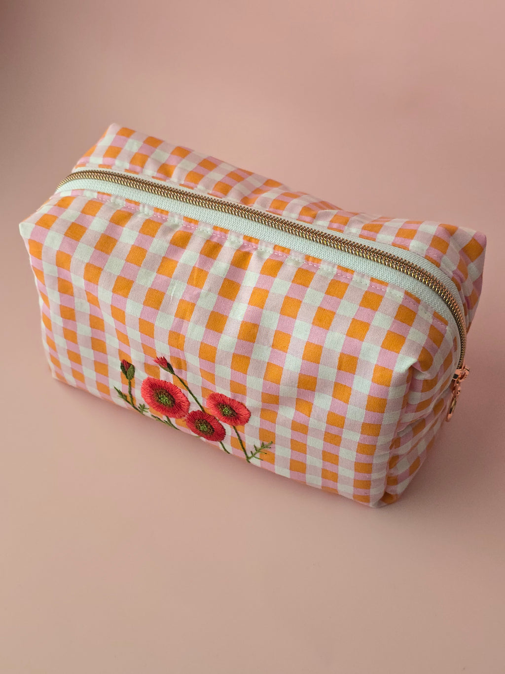 Embroidered Floral Cosmetic Bag