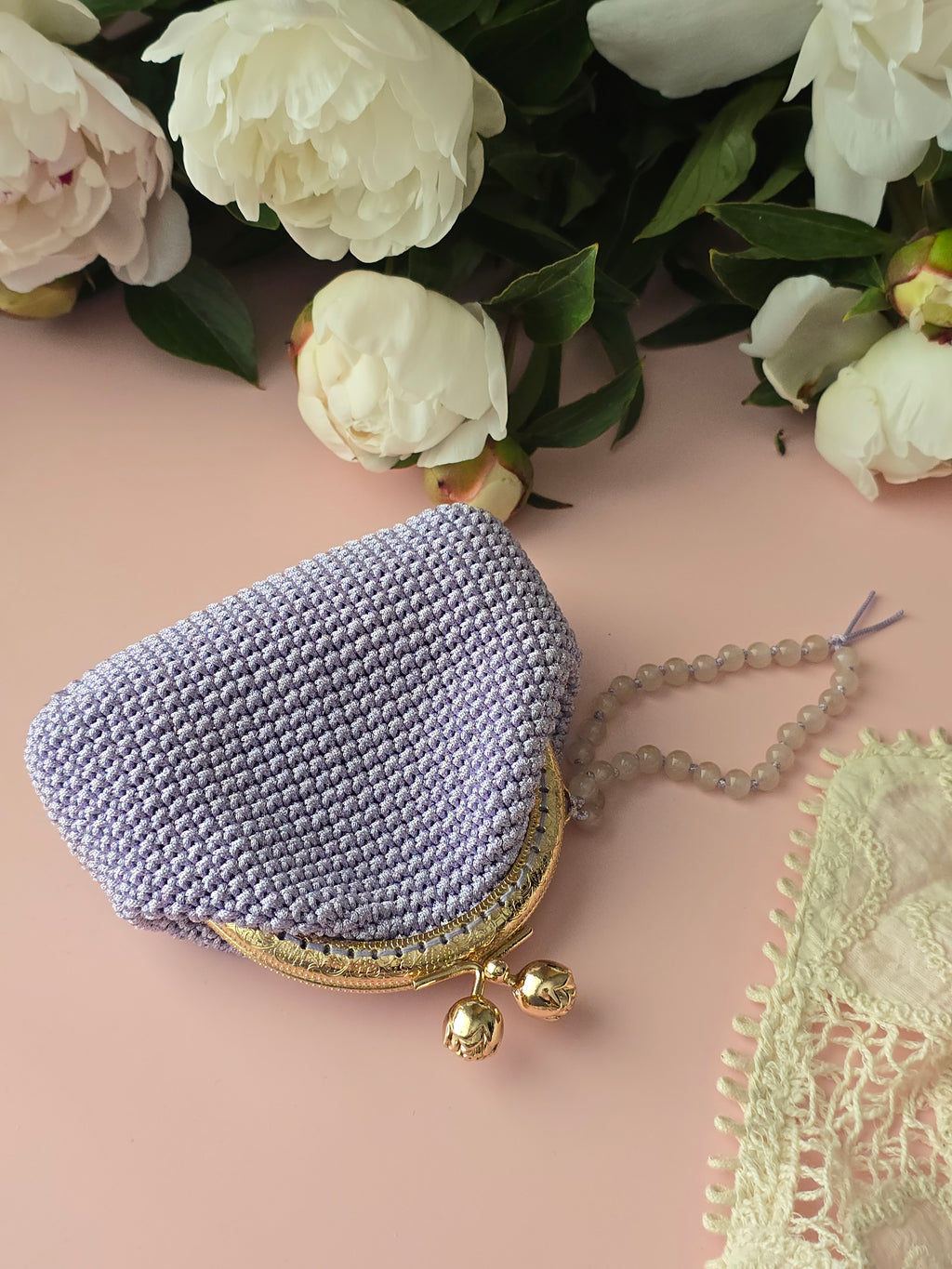 Lavender Crochet Coin Purse with Metal Frame