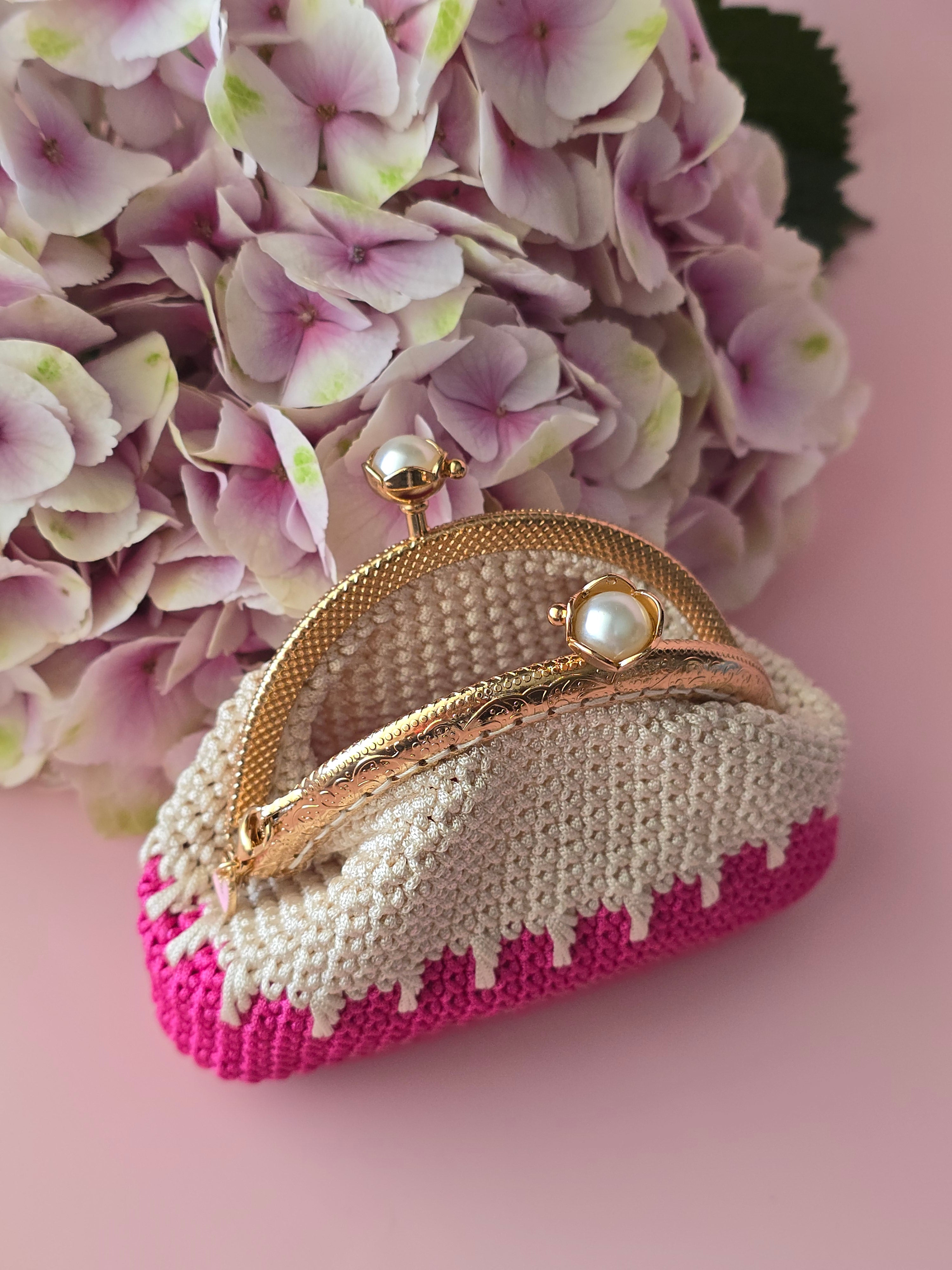 Crochet Coin Purse with Pearl Clasp