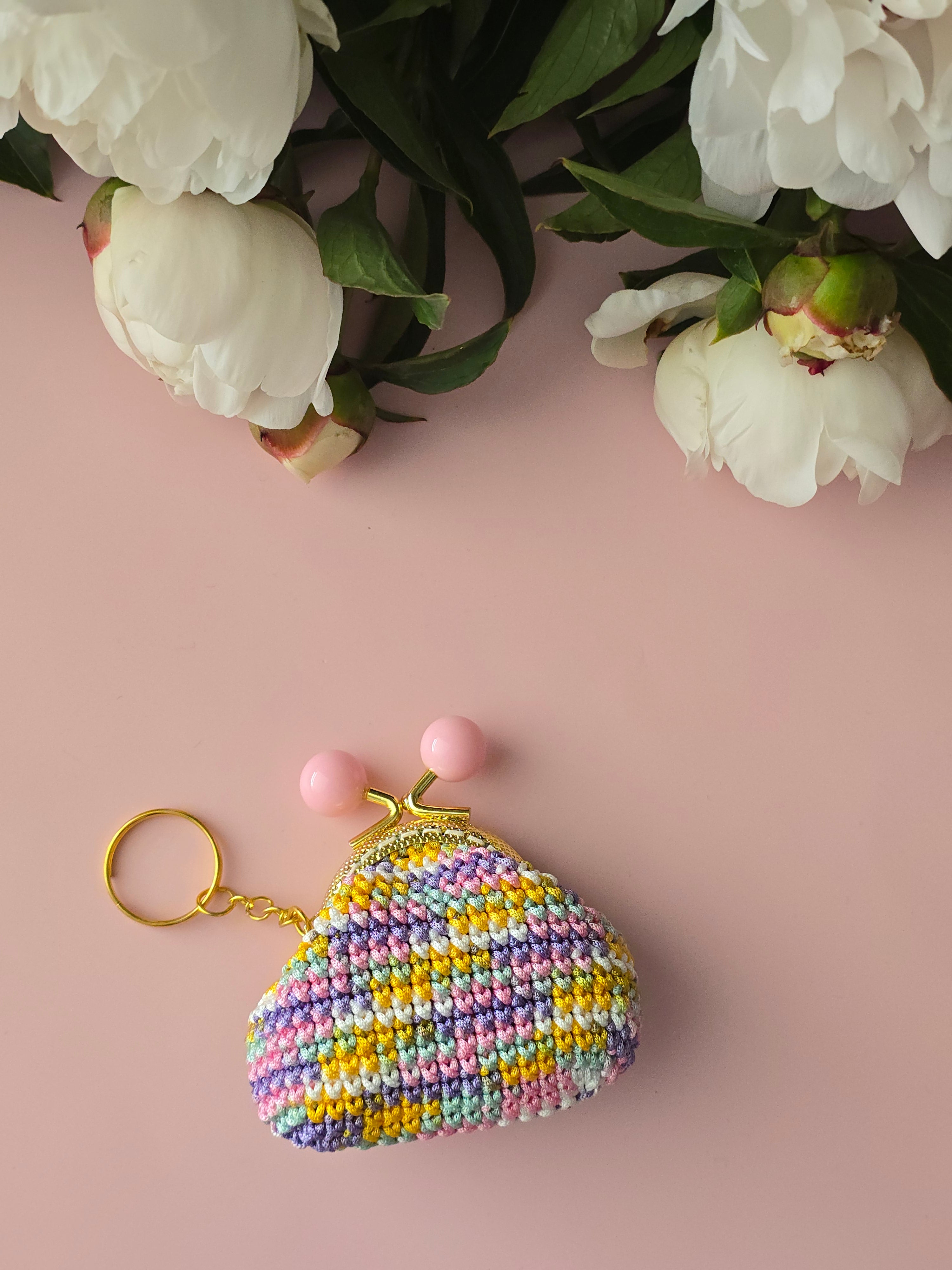 Rainbow Crochet Coin Purse pink 💗