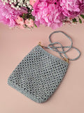 Silver Grey Crochet Crossbody Bag