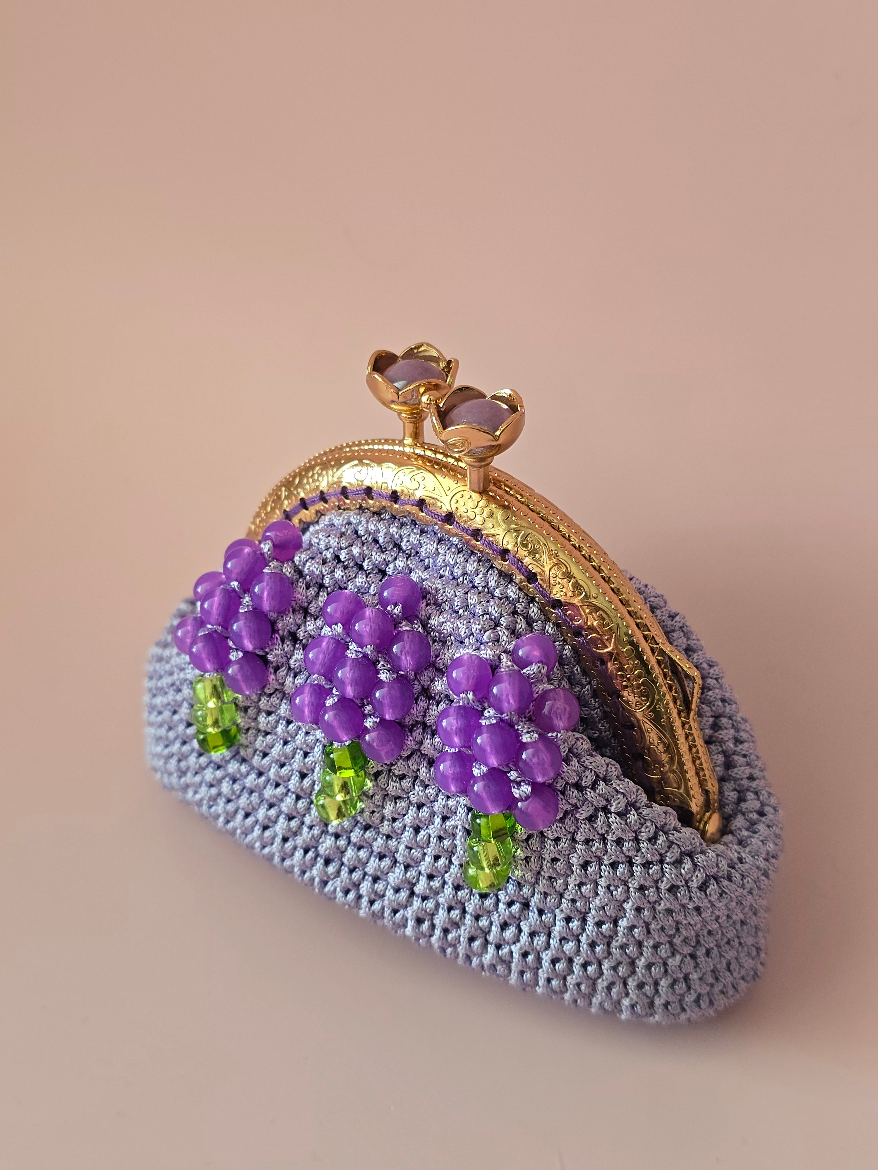 Lavender Bloom Crochet Coin Purse