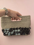 Black Sequin Crochet Handbag – Handmade Evening Bag