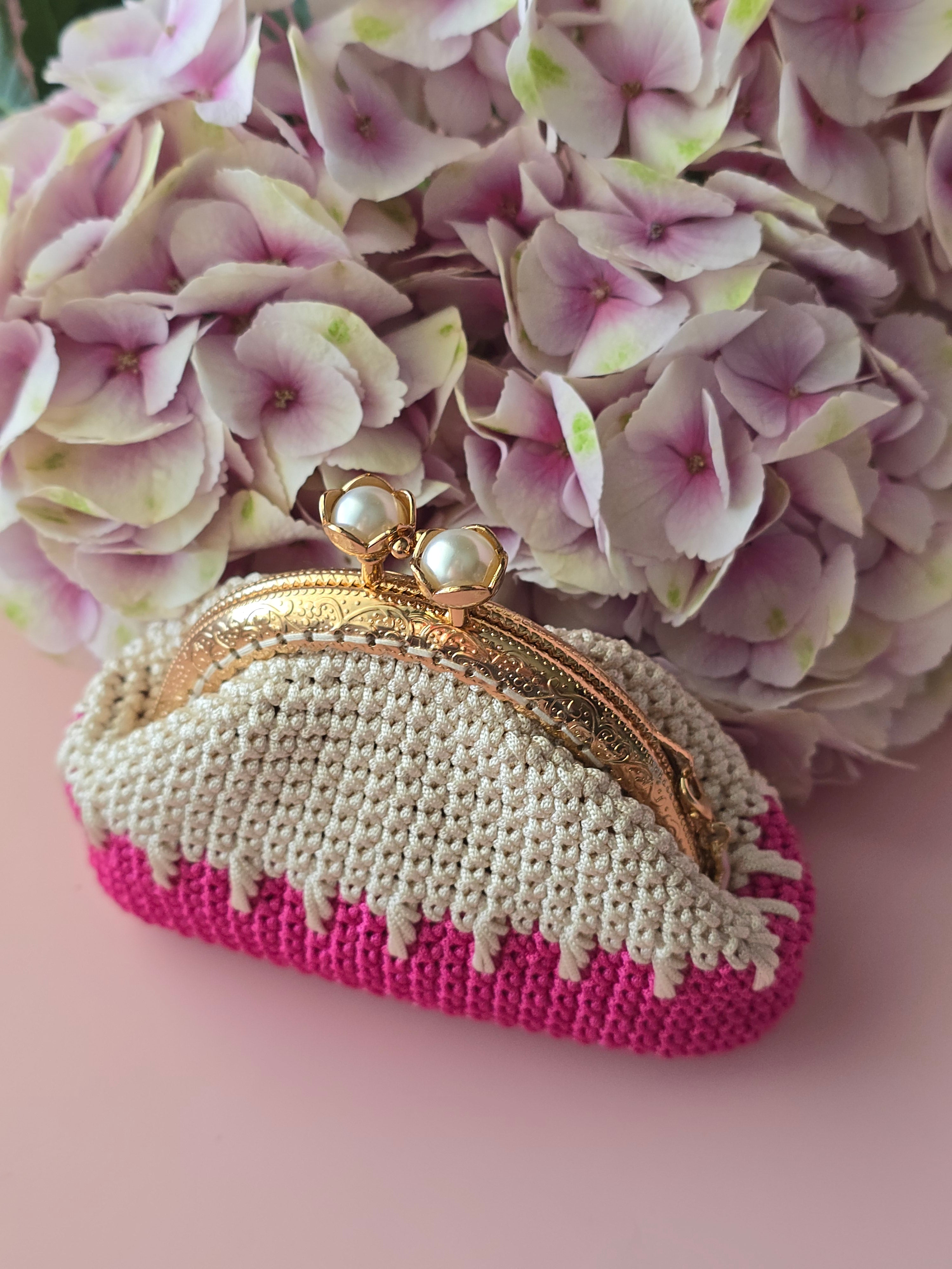 Crochet Coin Purse with Pearl Clasp