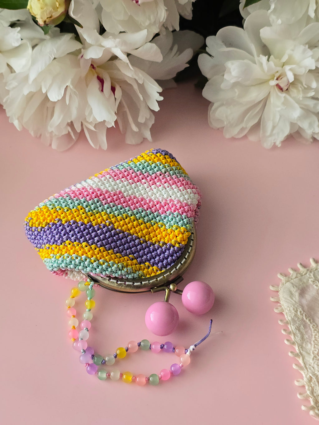 Rainbow Candy Crochet Coin Purse