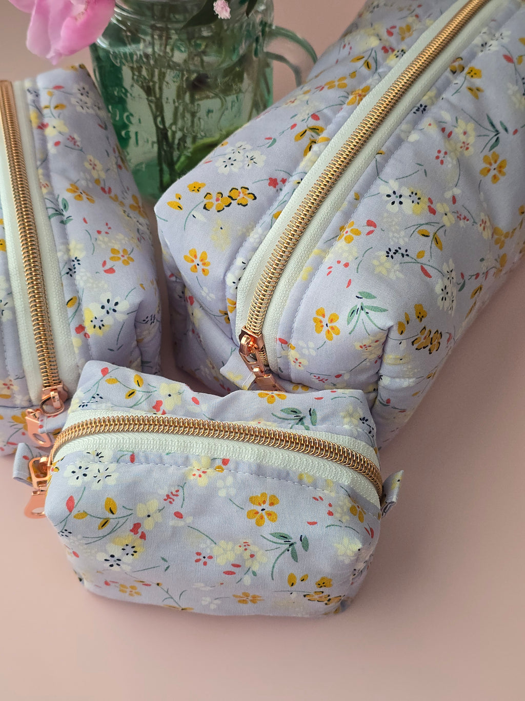 Pastel Floral Cosmetic Pouch Set