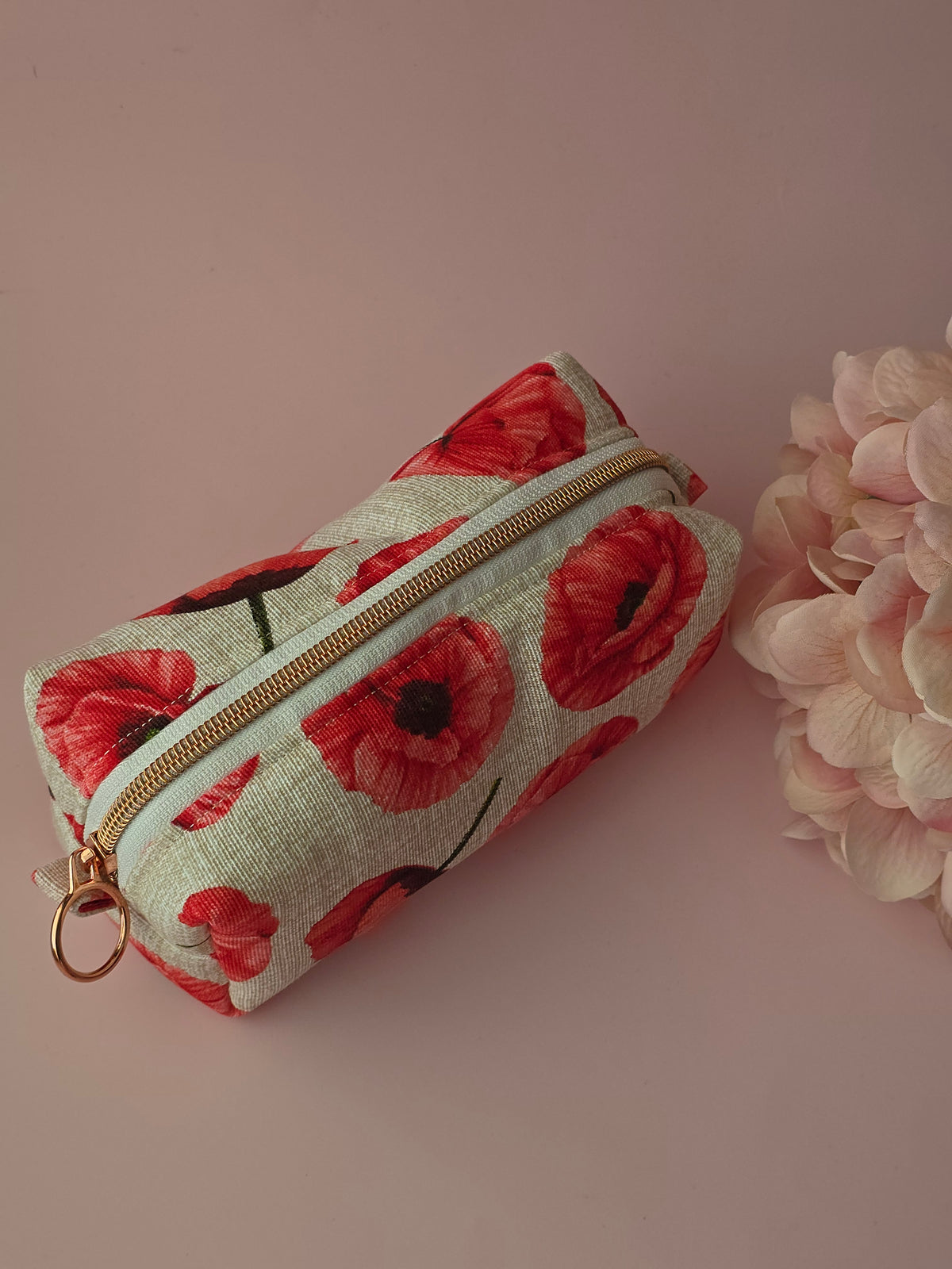 Poppy Floral Cosmetic Bag – Handmade Zipper Pouch