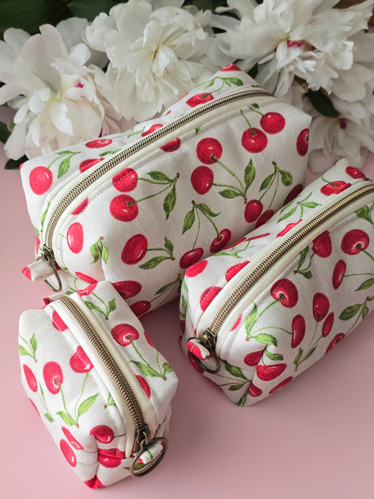 Cherry Makeup Bag Set – 3 Pieces