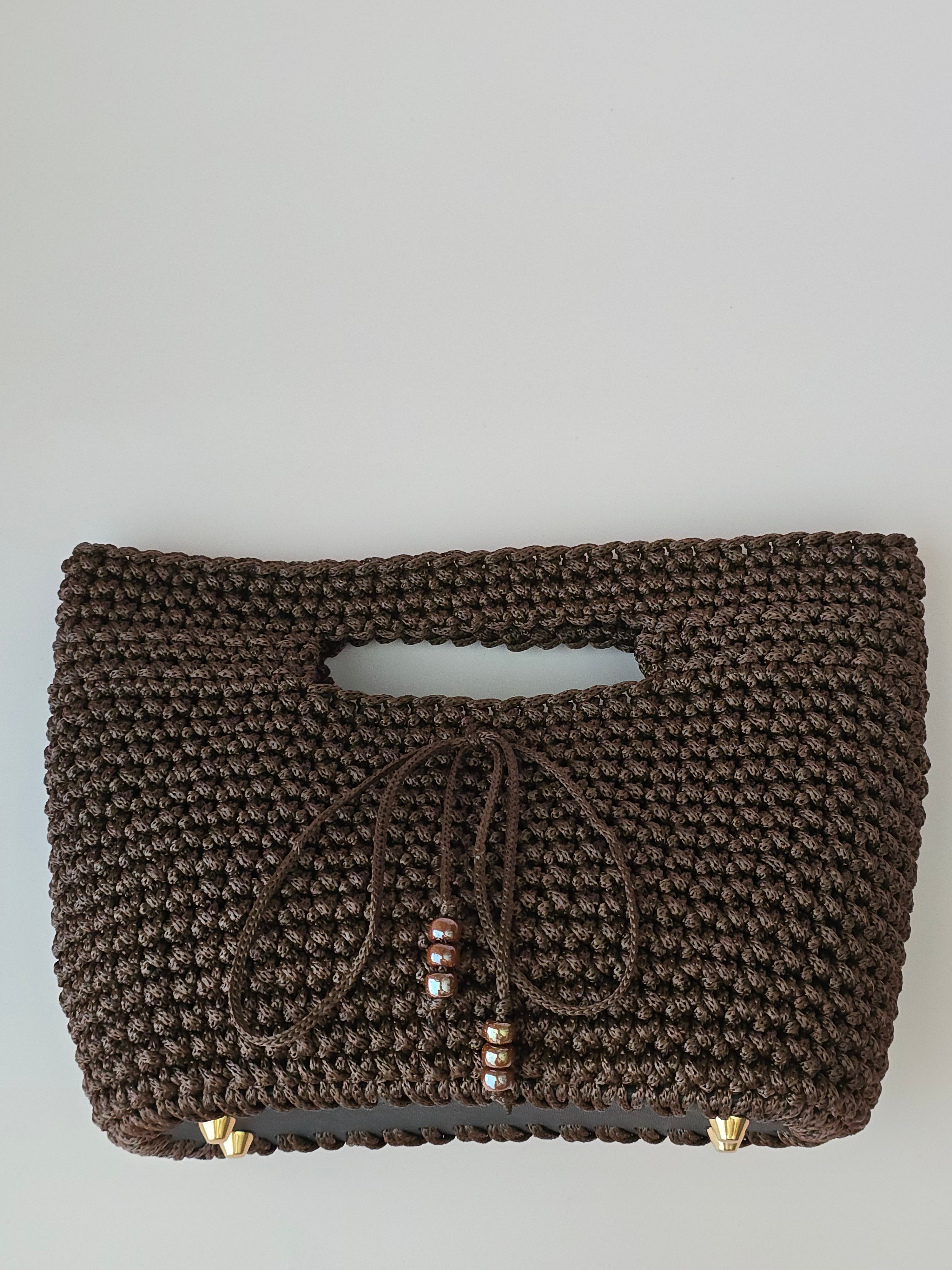 Handmade Crochet Handbag – Chocolate Brown | Arrdo