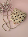 Handmade Crochet Crossbody Bag with Kiss Lock Frame