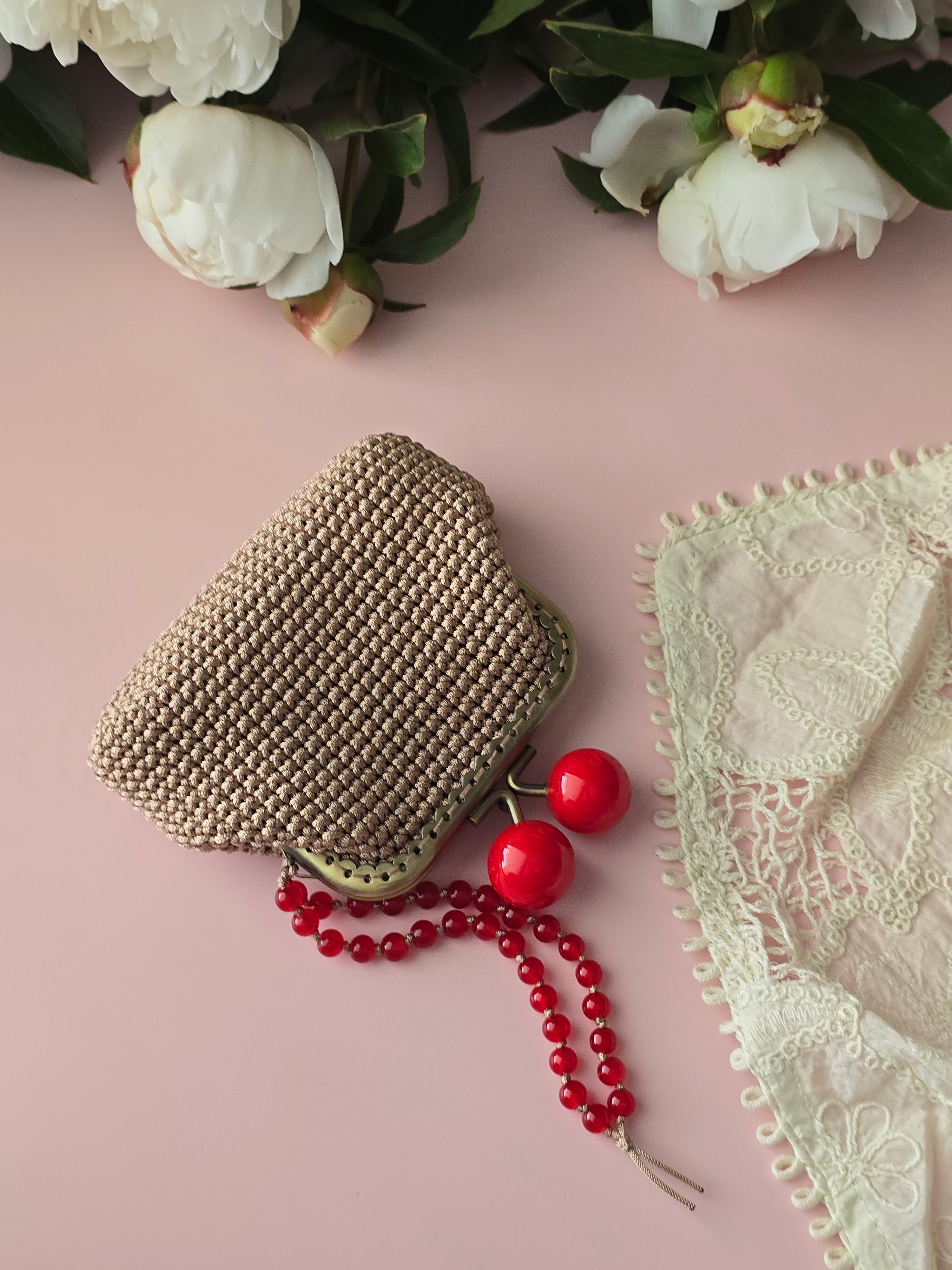 Crochet Frame Wallet with Cherry Clasp