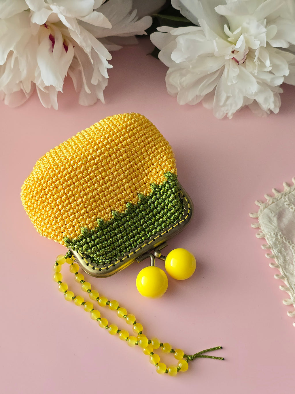 Lemon Drop Crochet Coin Purse