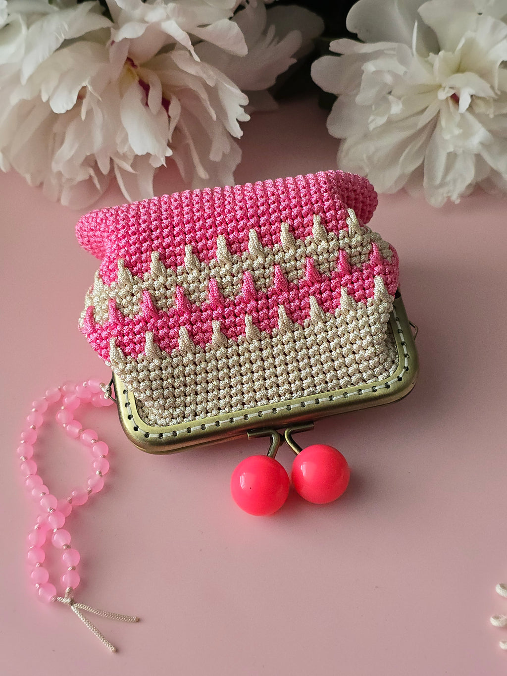 Pink Crochet Coin Purse with Clasp