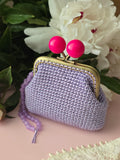 Lilac Crochet Coin Purse with Pink Kiss-Lock Frame
