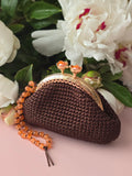 Handmade Crochet Coin Purse with Frame – Chocolate Brown