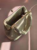 Handmade Crochet Kiss-Lock Bag – Sage Stripes