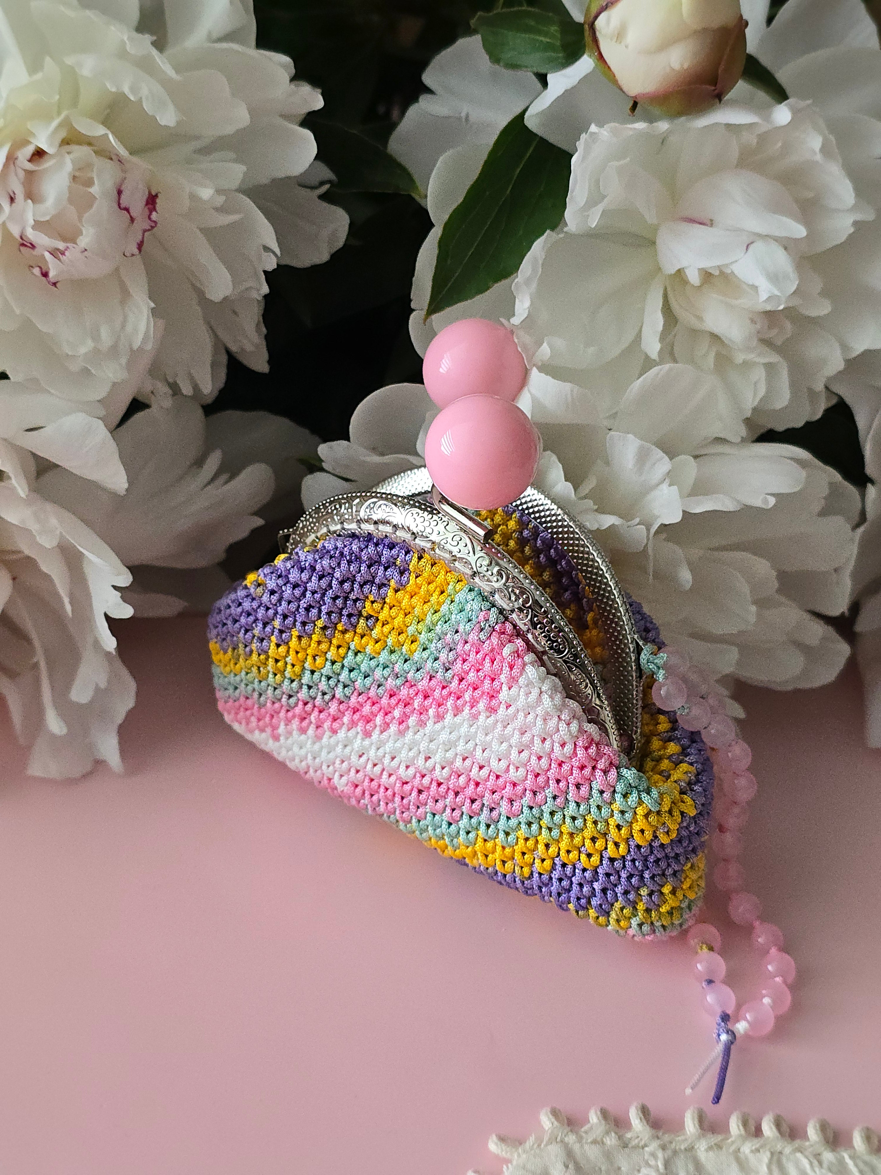 Rainbow Crochet Coin Purse