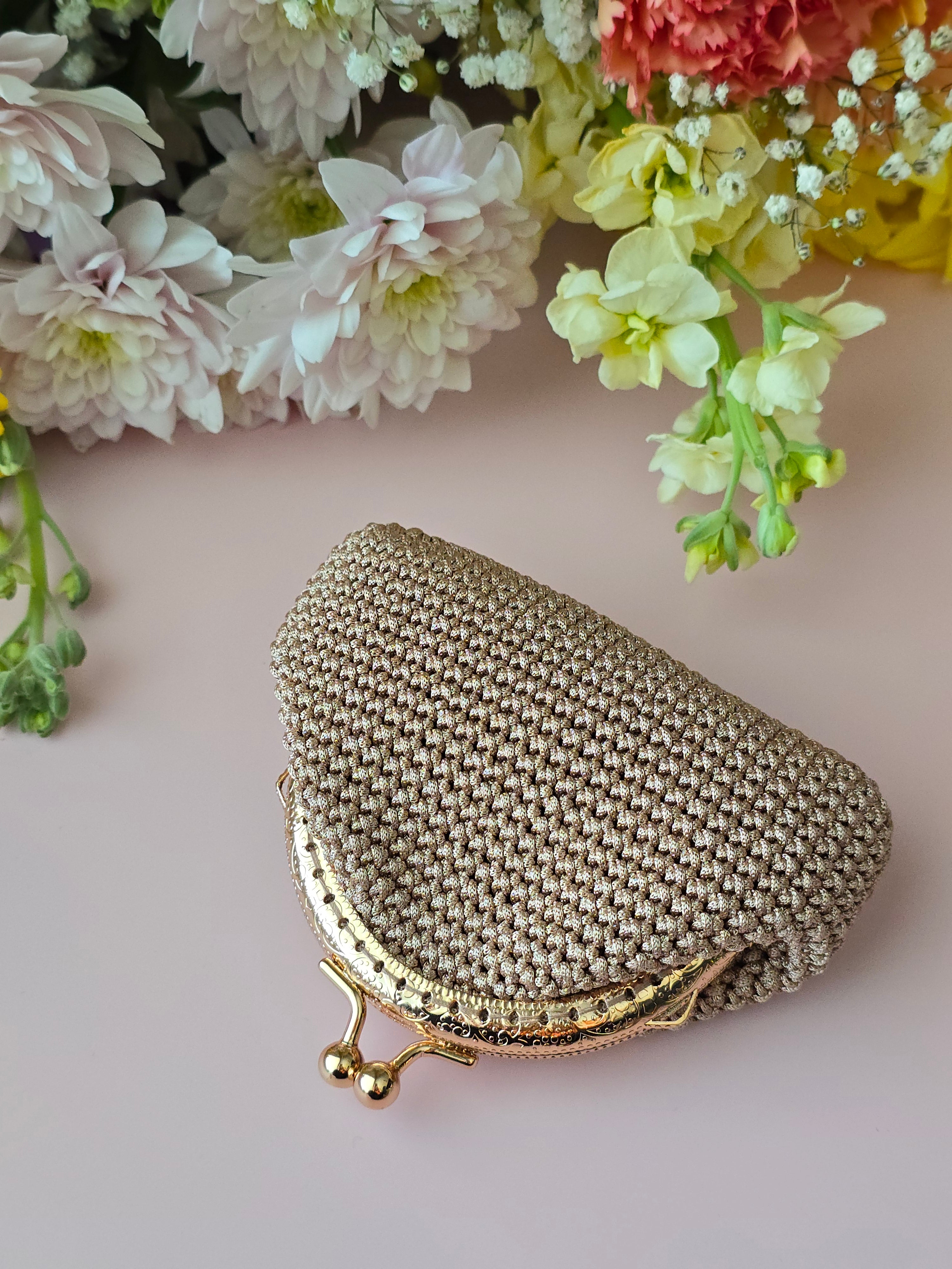 Golden Sand Crochet Coin Purse