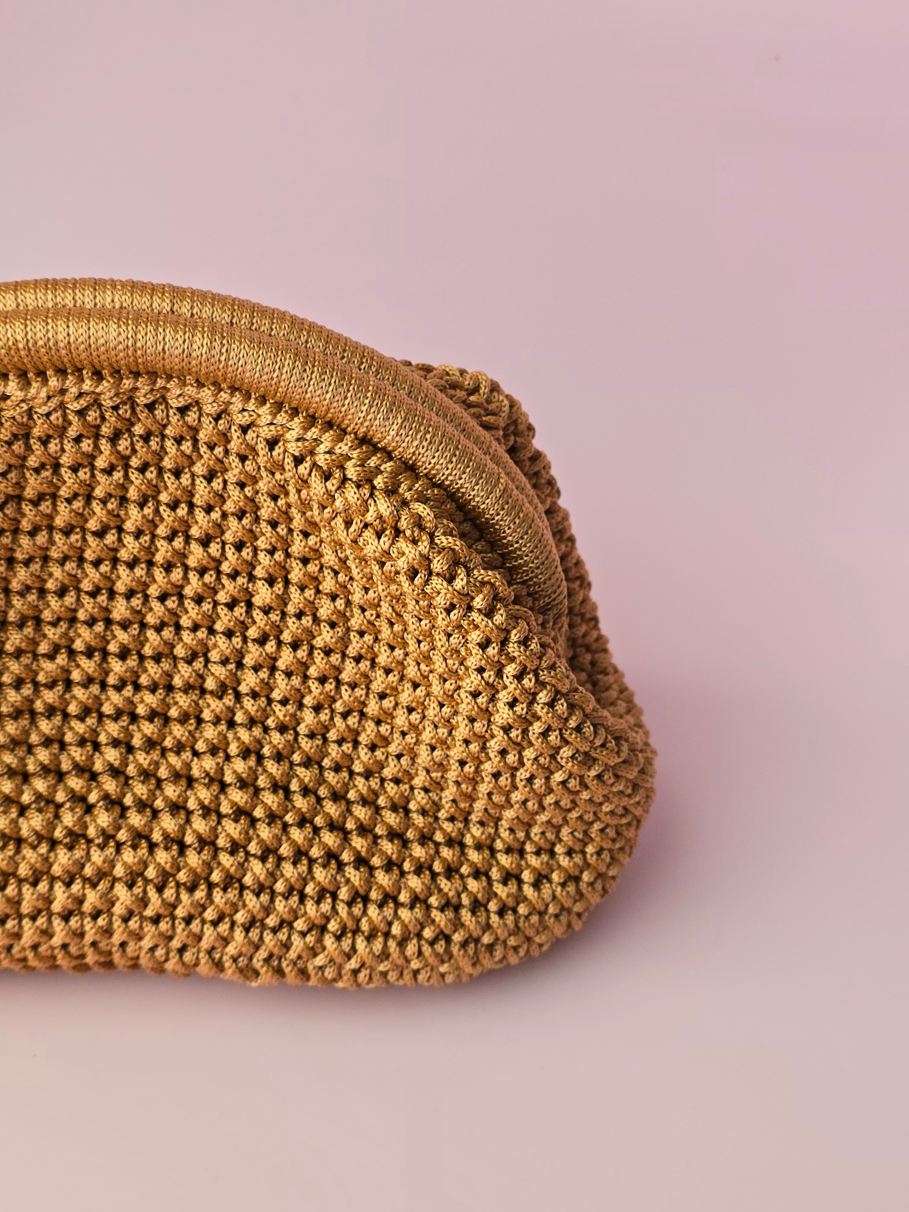Handmade Crochet Clutch Bag – Camel Brown