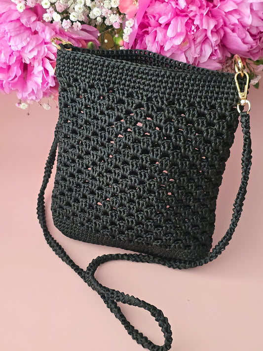 Black Crochet Crossbody Bag