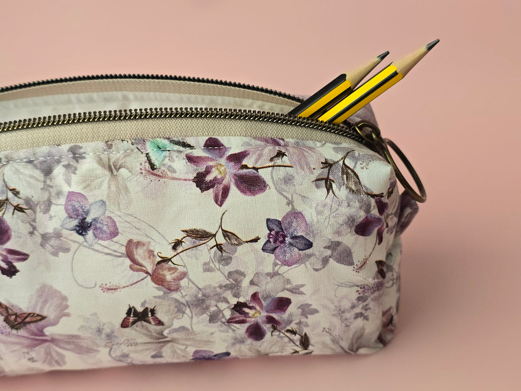 Purple Floral Pencil Case
