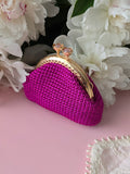 Fuchsia Crochet Coin Purse with Gold Clasp
